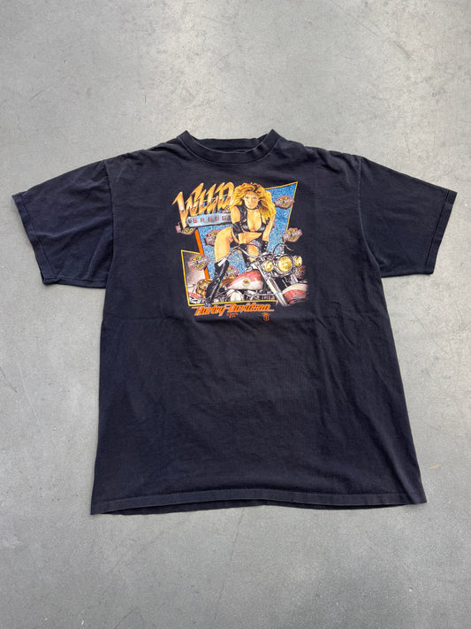 1988 WILD BREED HARLEY DAVIDSON, LONDON 3D EMBLEM TEE (ROYAL FIRST CLASS  TAG)