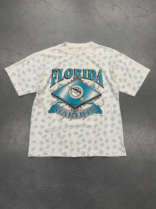 1993 FLORIDA MARLINS HENREY-AARON AOP TEE (PULLED TAG)
