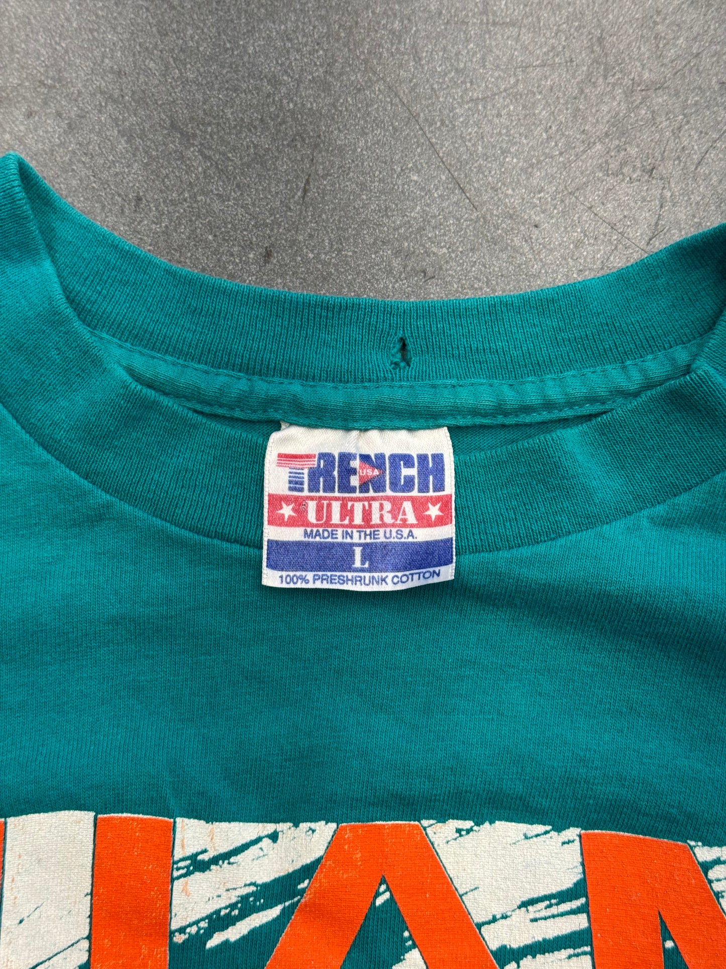 90S MIAMI DOLPHINS TRENCH RUSHING TEE (TRENCH TAG)
