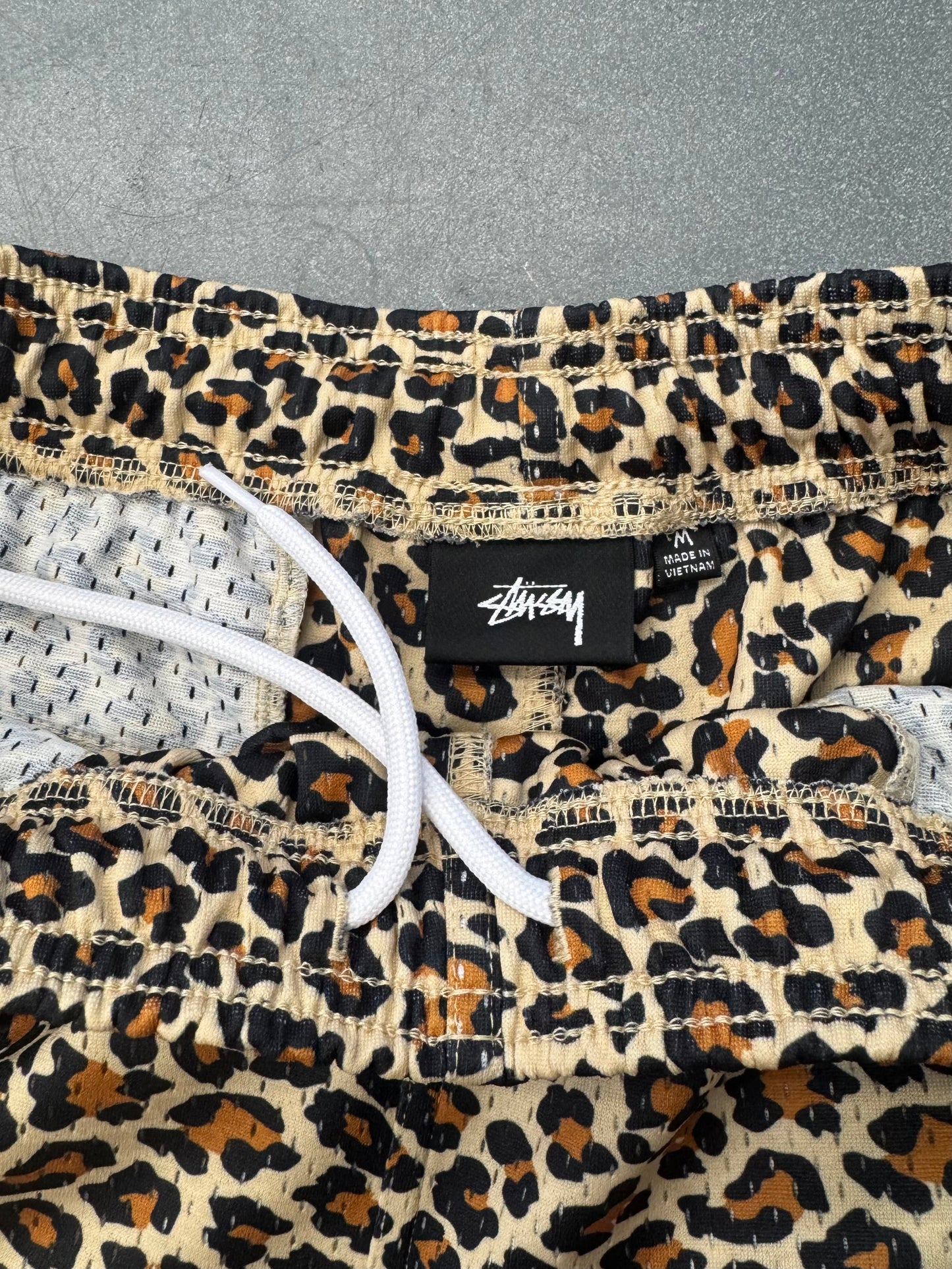STUSSY LEOPARD PRINT MESH SHORTS