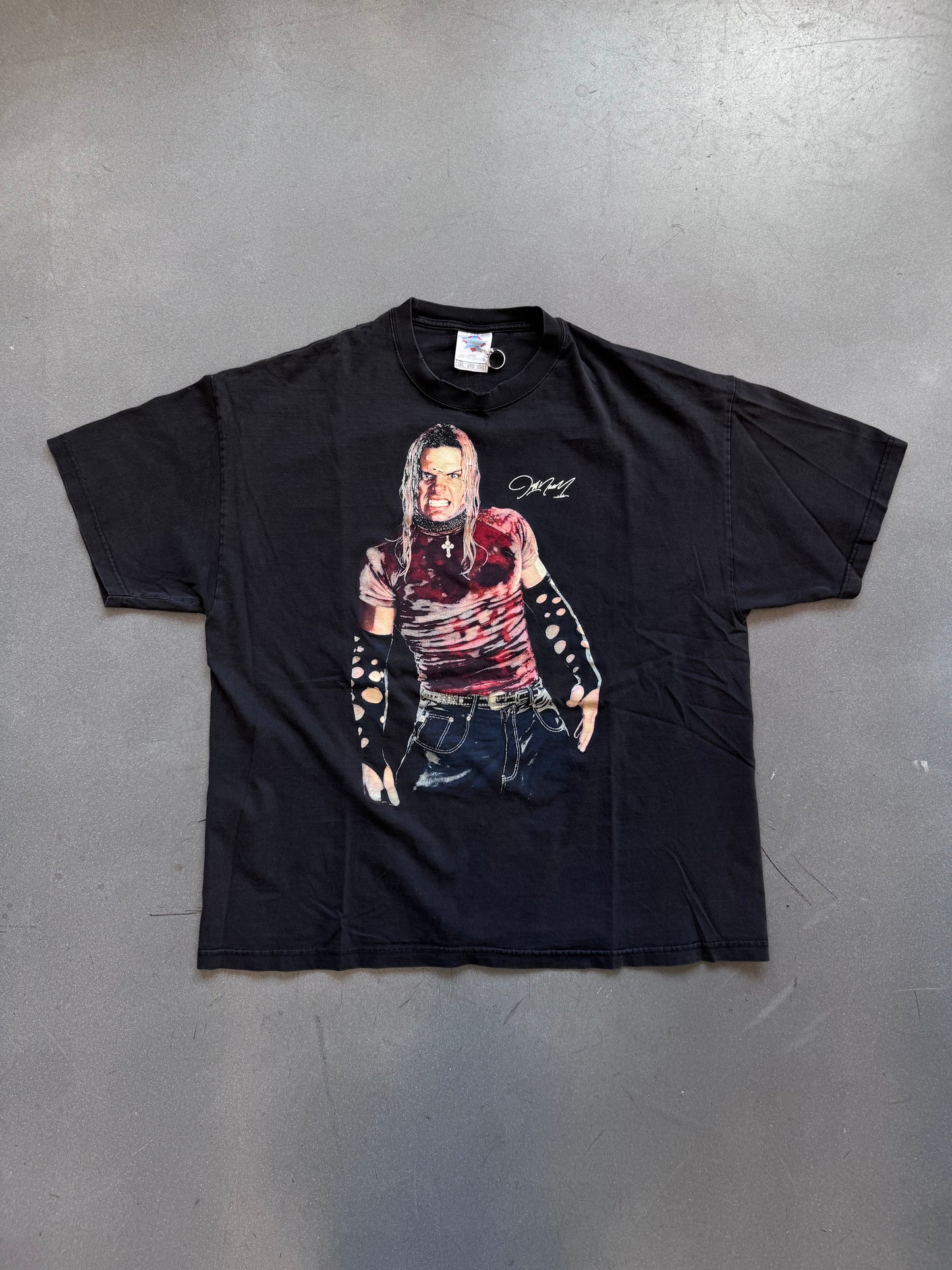 2002 WWE JEFF HARDY GLOW IN THE DARK XPAND YOUR IMAGI-NATION TEE (DIAMOND STAR TAG)