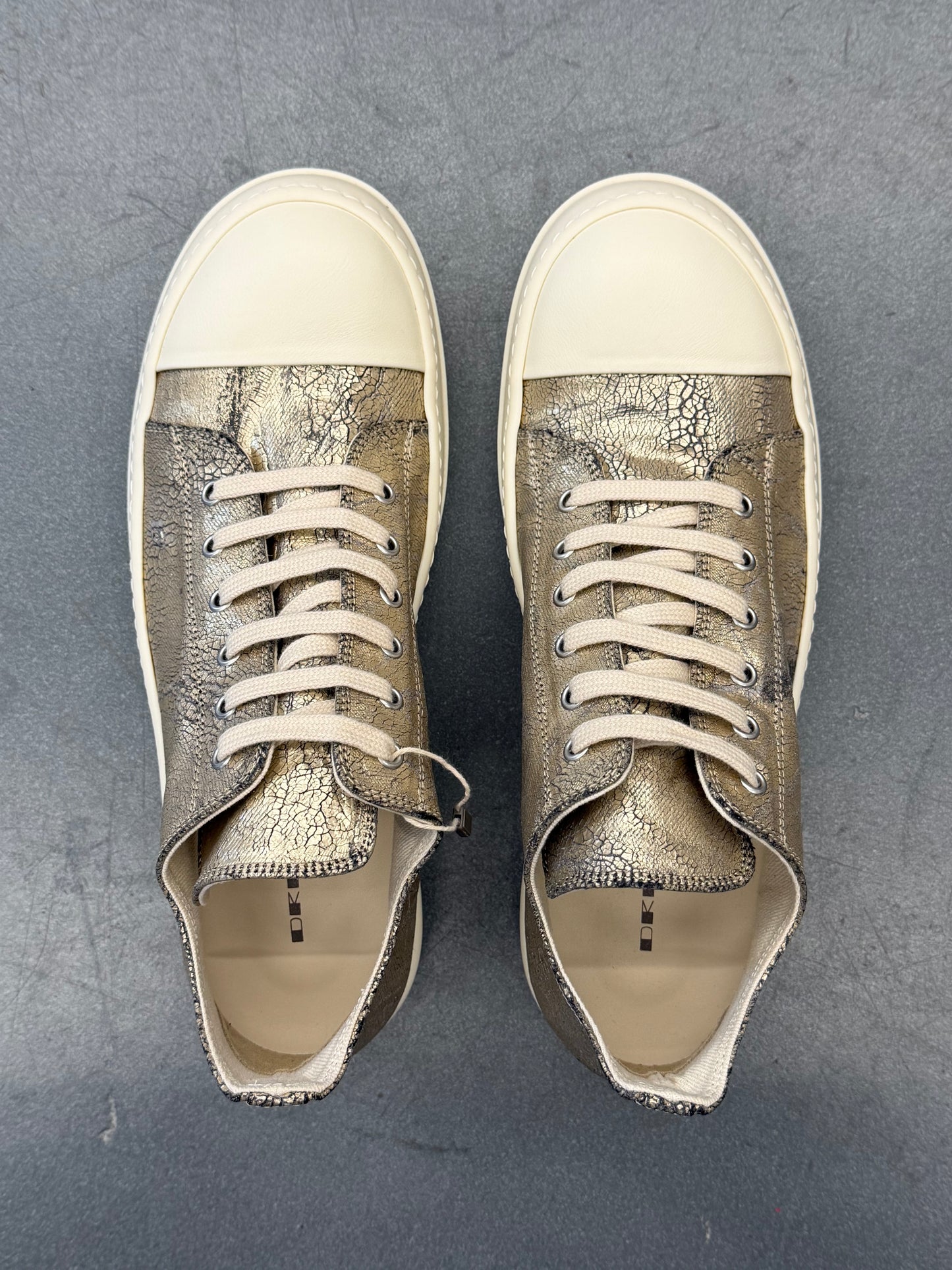 RICK OWENS DRKSHDW LOW-TOP RAMONES SNEAKS - LIGHT GOLD