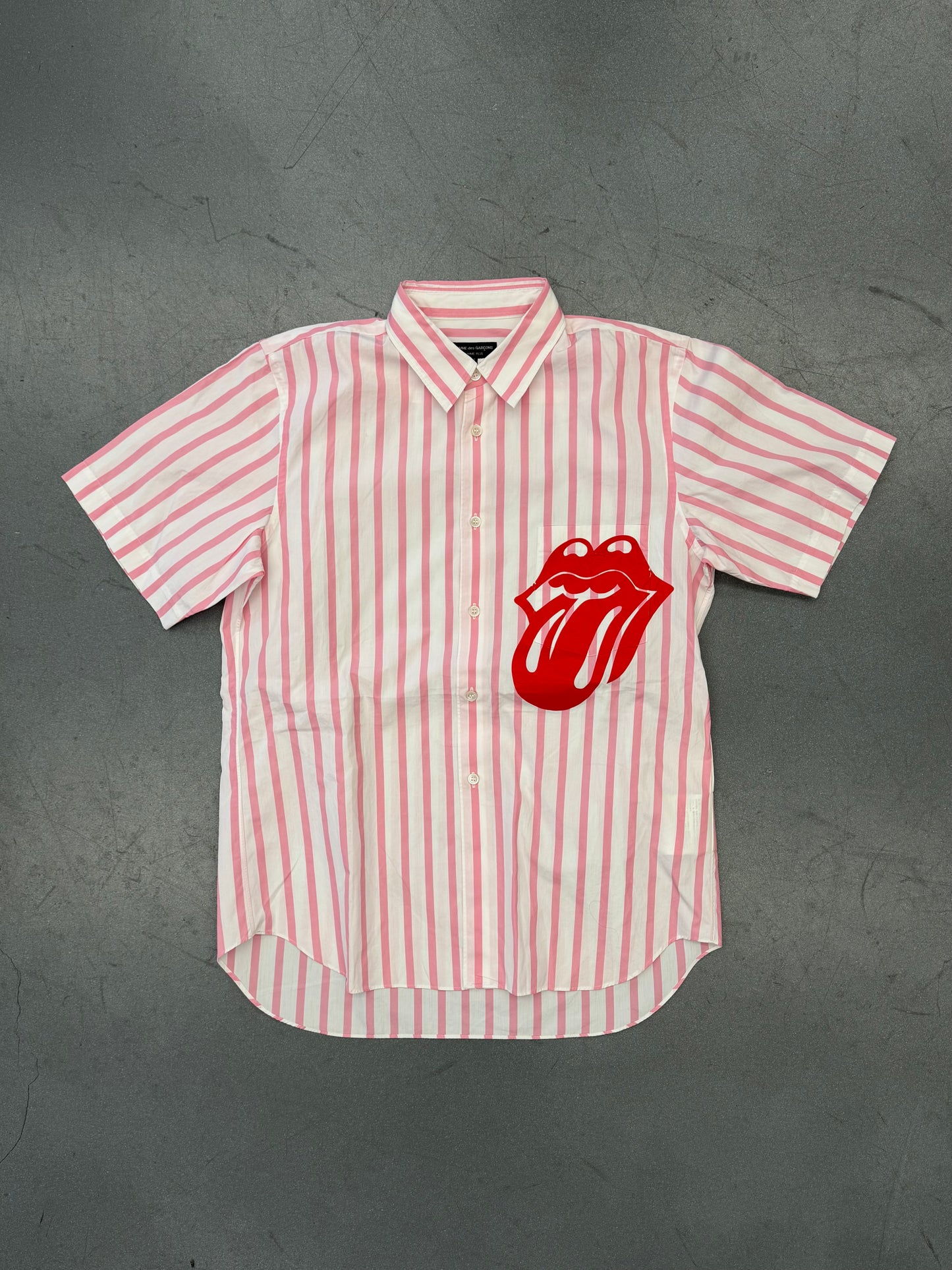 SS06 COMME DES GARCONS HOMME PLUS X THE ROLLING STONES BUTTON UP STRIPED SHIRT