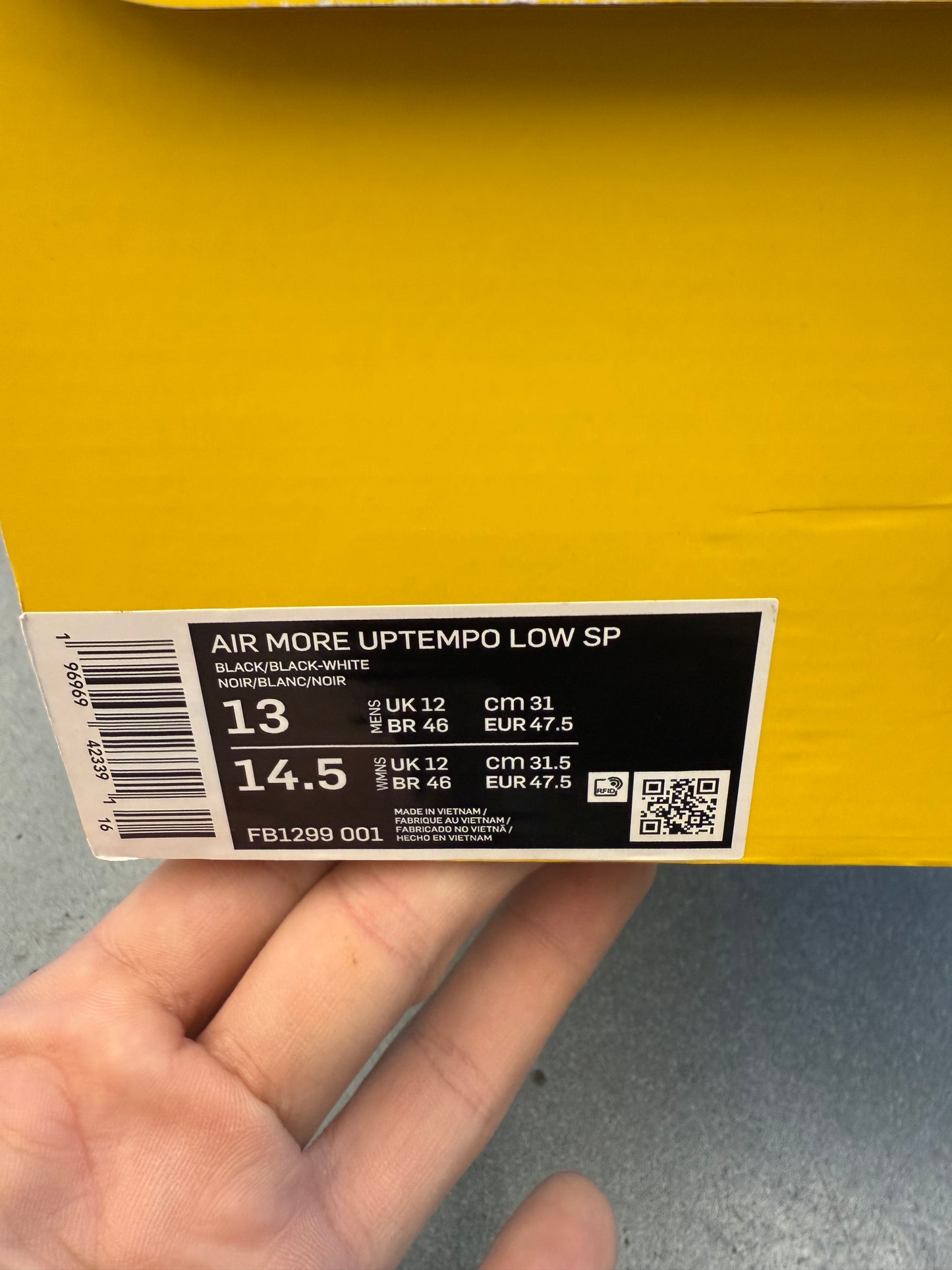 SIZE 13 NIKE AIR MAX UPTEMPO LOW AMBUSH BLACK (PRE-OWNED WITH BOX)