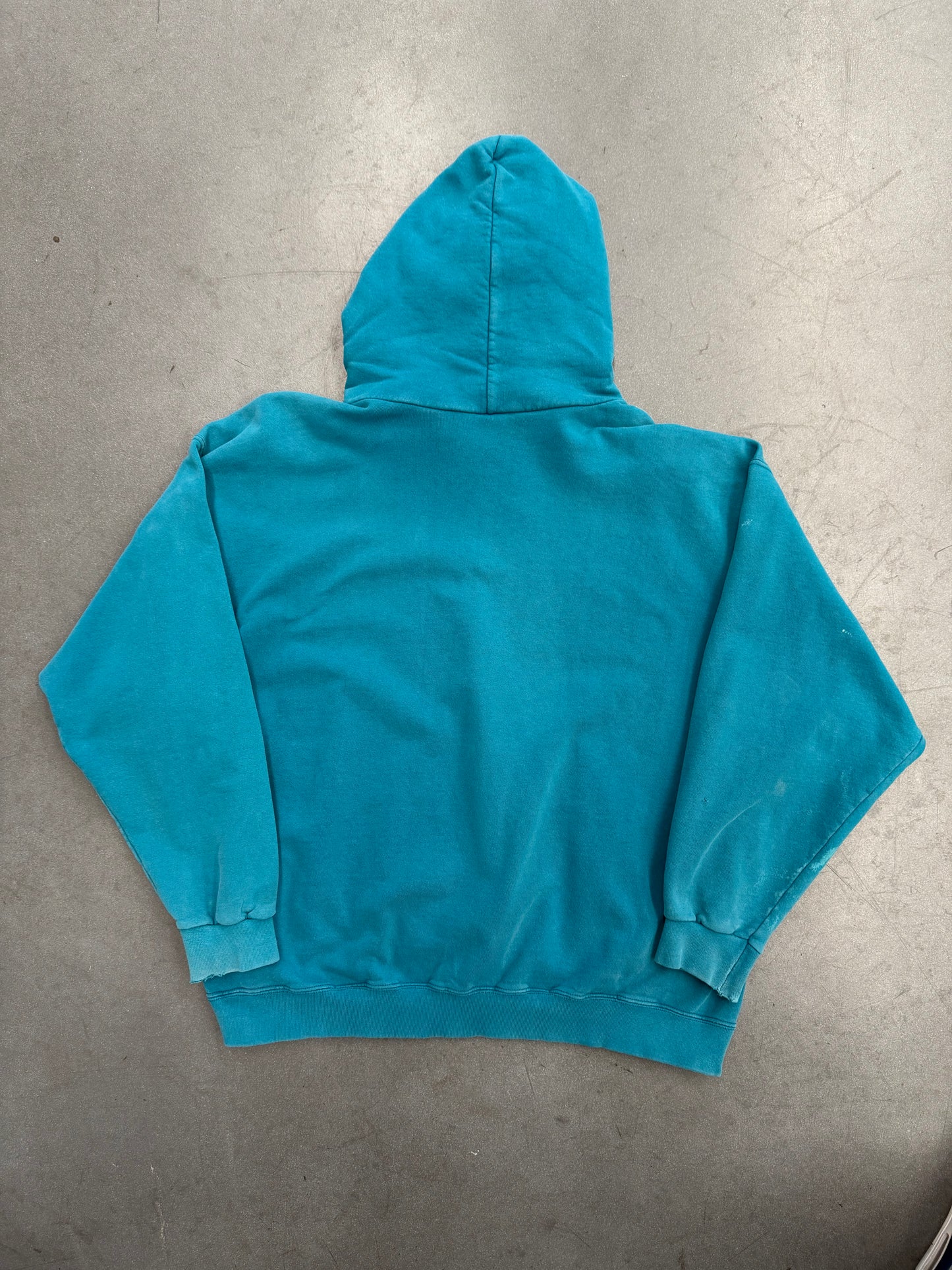 90'S NIKE SPELLOUT SWOOSH PULLOVER HOODIE (PULLED TAG) - TEAL