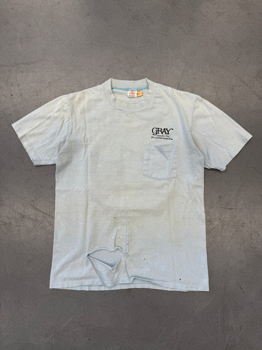 80S GRAY TAXIDERMY FT.LAUDERDALE "MOUNT YOUR CATCH" POCKET TEE ( HIGH CRU TAG)