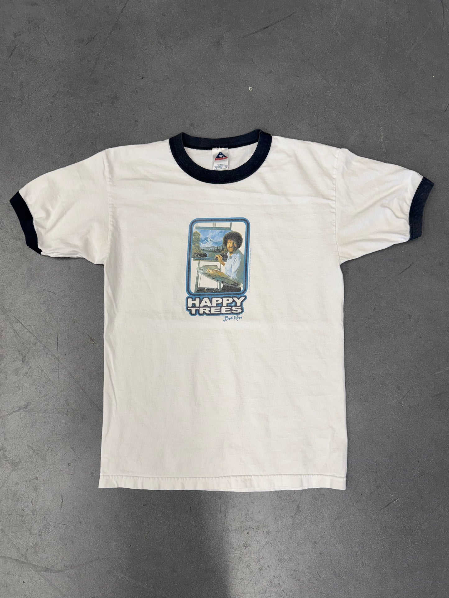 90S BOB ROSS HAPPY TREES RINGER TEE (AAA TAG)