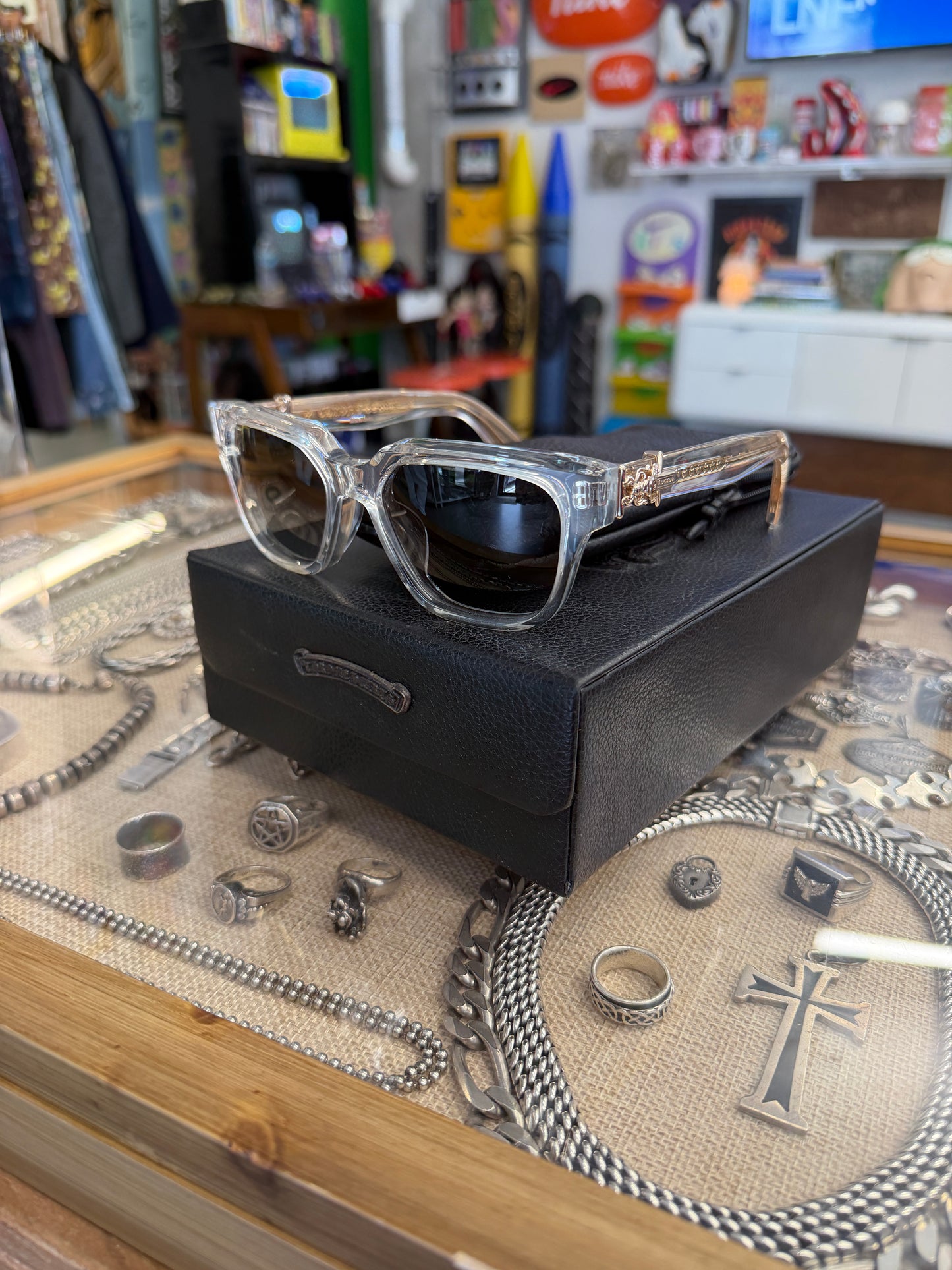 CHROME HEARTS VAGILLIONAIRE II SUNGLASSES - CLEAR/GOLD