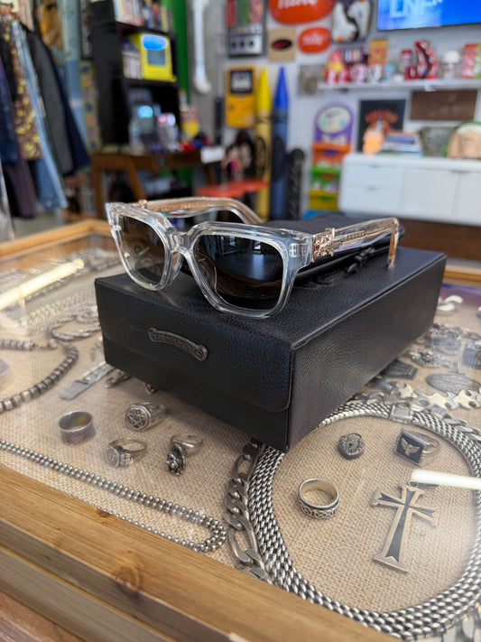 CHROME HEARTS VAGILLIONAIRE II SUNGLASSES - CLEAR/GOLD