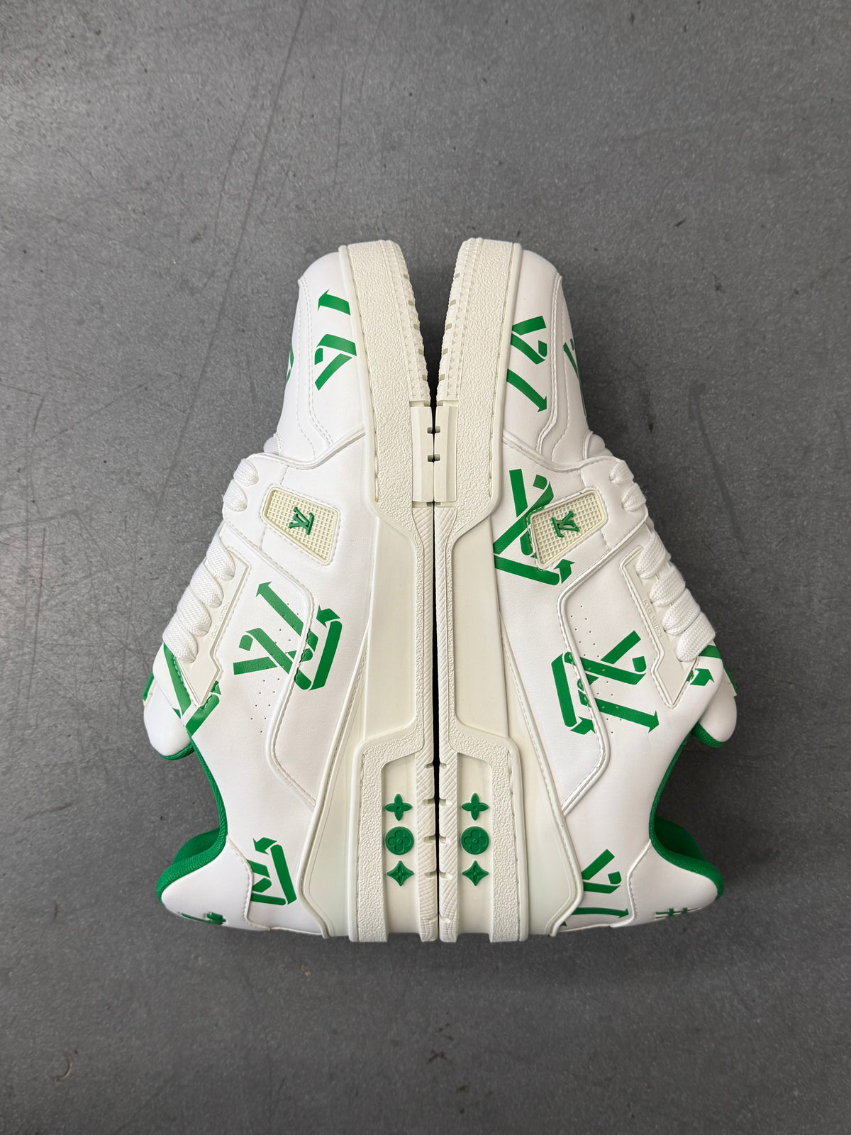 LOUIS VUITTON LV TRAINER UPCYCLED SNEAKERS - WHITE/GREEN (LV 8 / US 9)