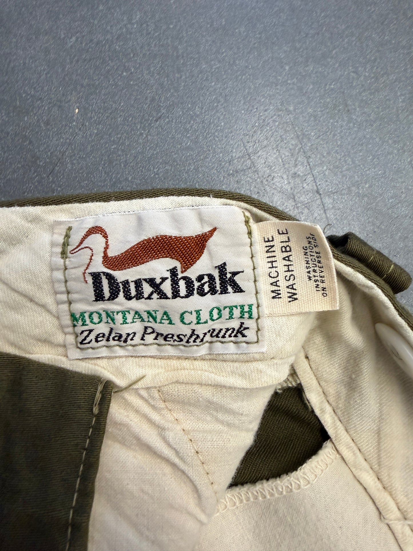 80'S DUXBAK NYLON-KNEE WATER RESISTANT CANVAS PANTS (ARMY GREEN)(34)