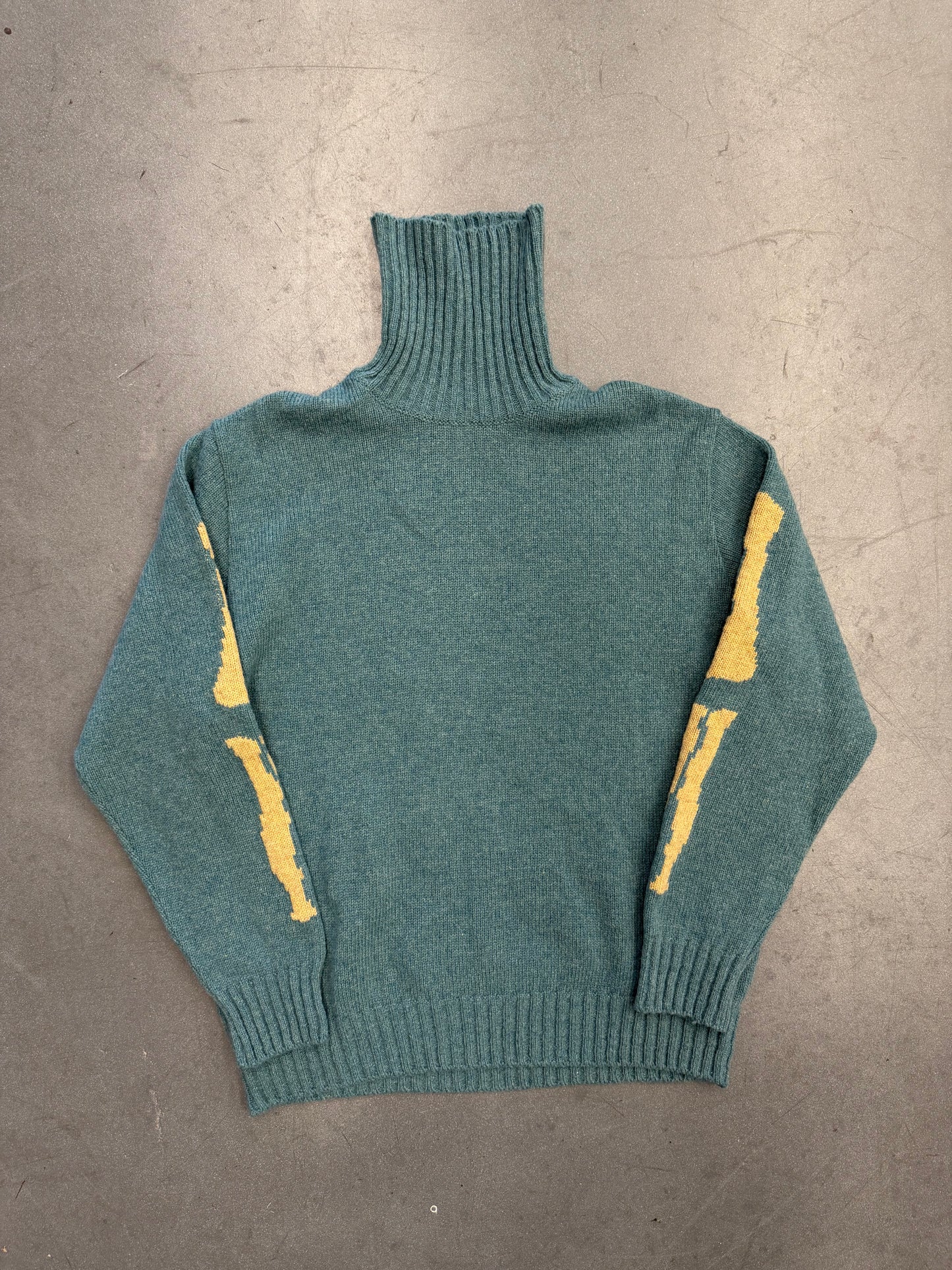 KAPITAL 5G BONE KNIT HIGH NECK SWEATER BLUE