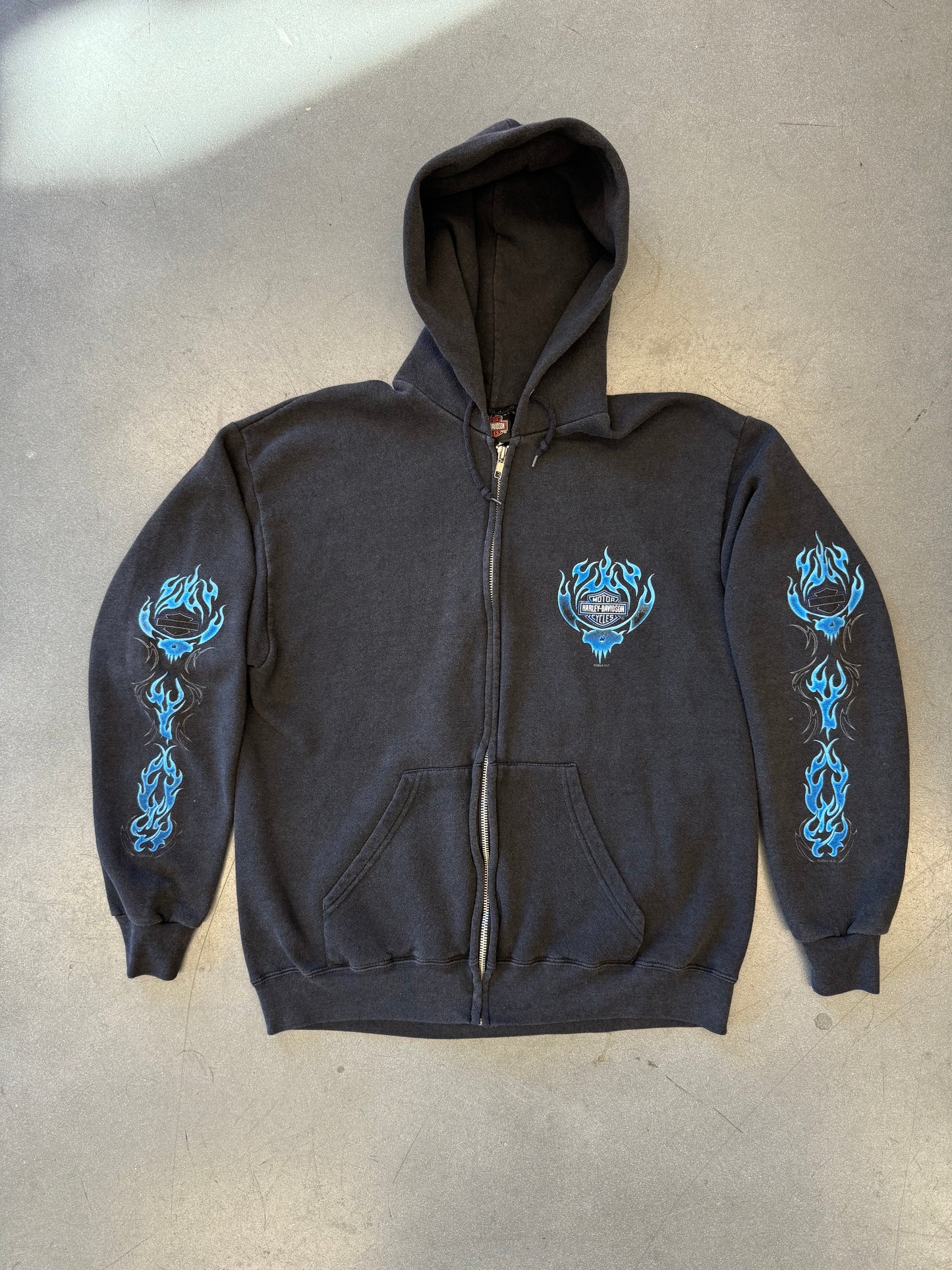 2004 HARLEY-DAVIDSON BLUE RIDERS FLAME FULL-ZIP HOODIE