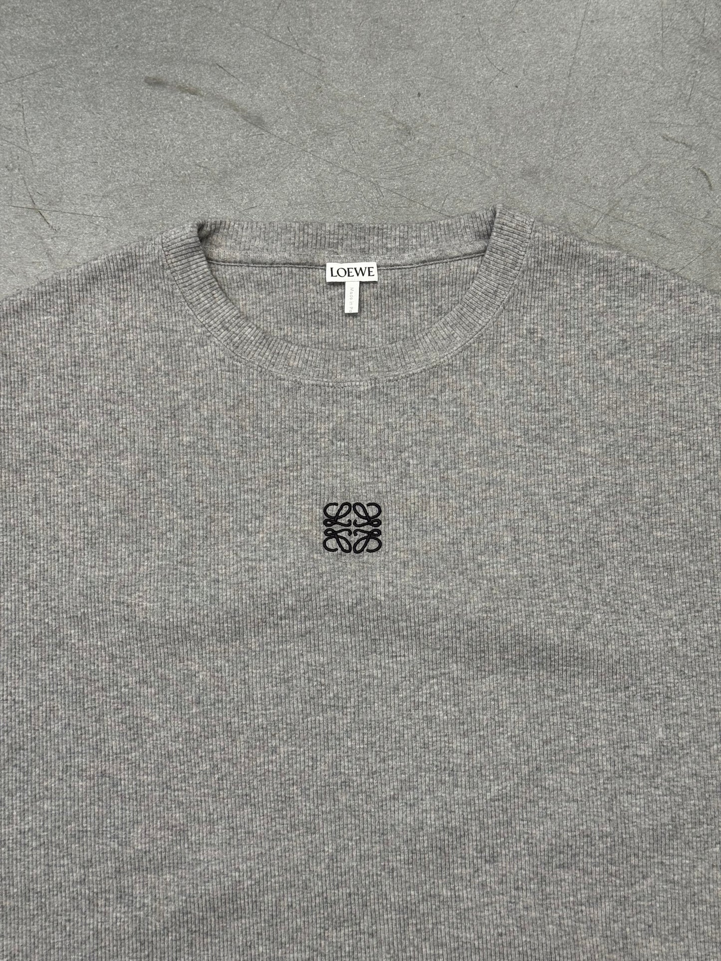 LOEWE OVERSIZED FIT LS RIBBED SHIRT - GREY