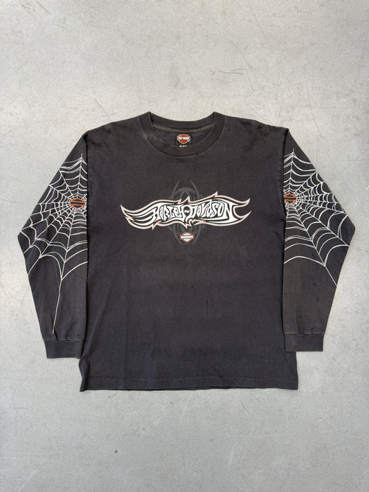 2003 HARLEY-DAVIDSON BOSTON, MASSACHUSETTS SPIDER WEB SLEEVE LS MULLET TEE