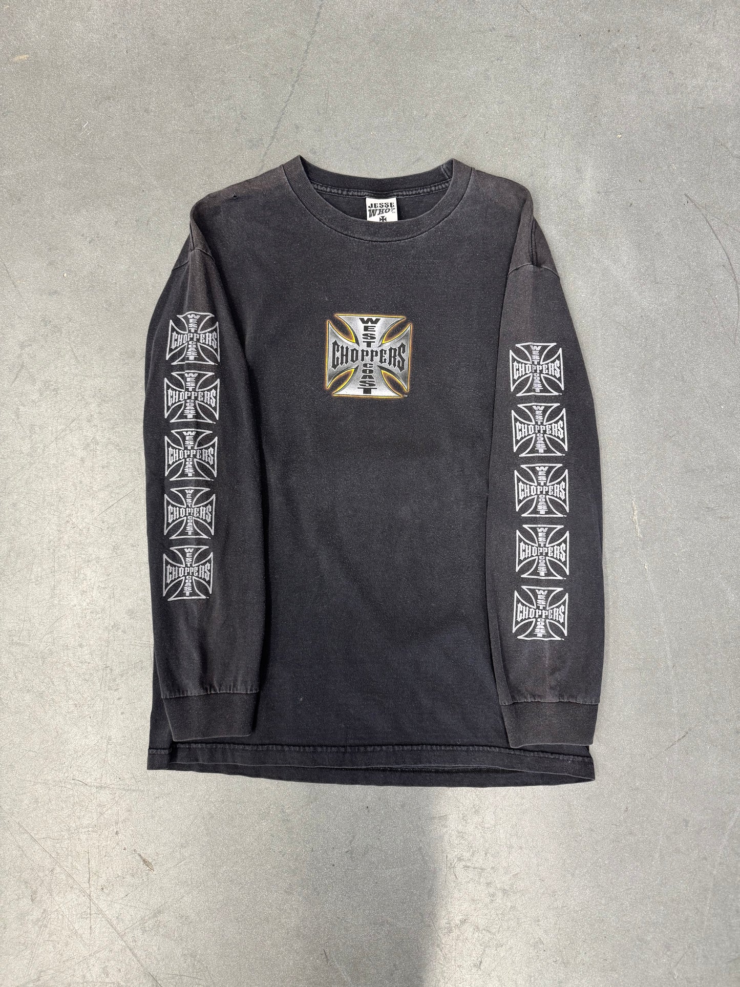 00S WEST COAST CHOPPERS REPEATED IRON CROSS LS TEE (JESSE WHO TAG) - L