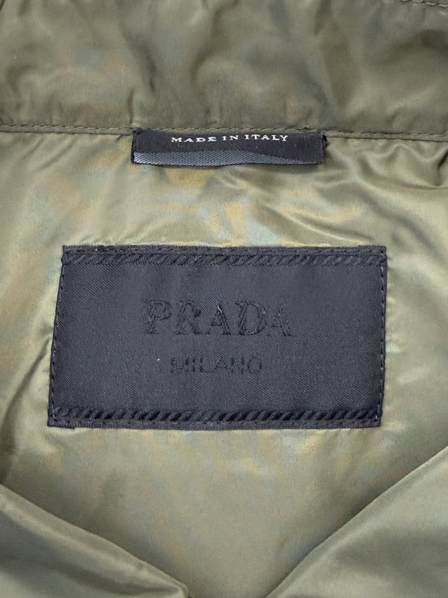 PRADA SUMMER NYLON ZIP UP SHIRT - GREEN