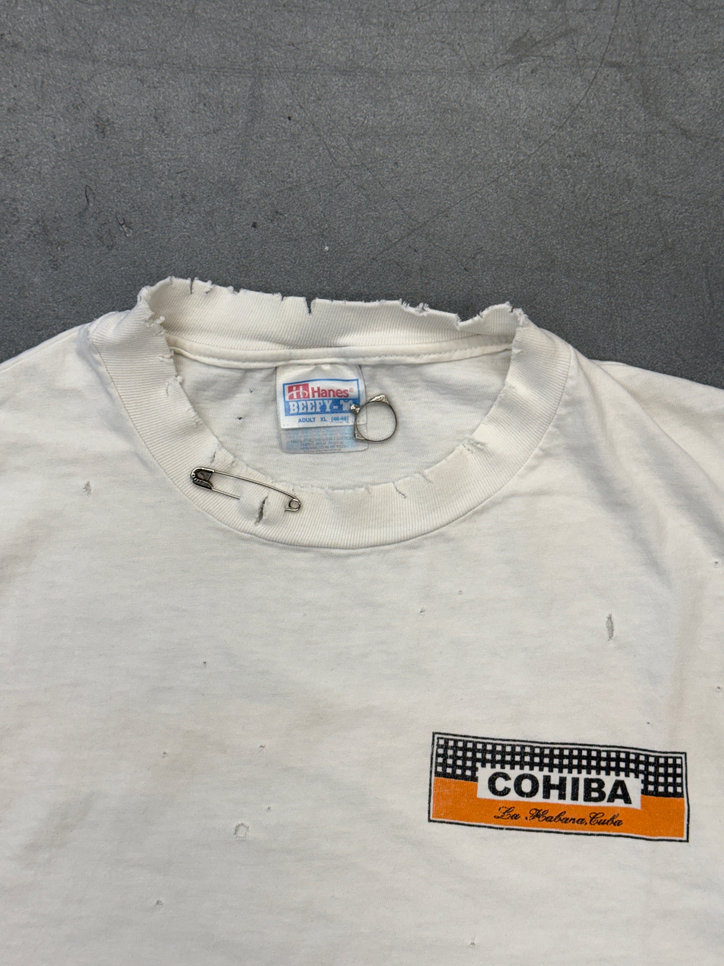 90'S COHIBA LA HAVANA, CUBA DISTRESSED TEE (HANES BEEFY-T TAG)