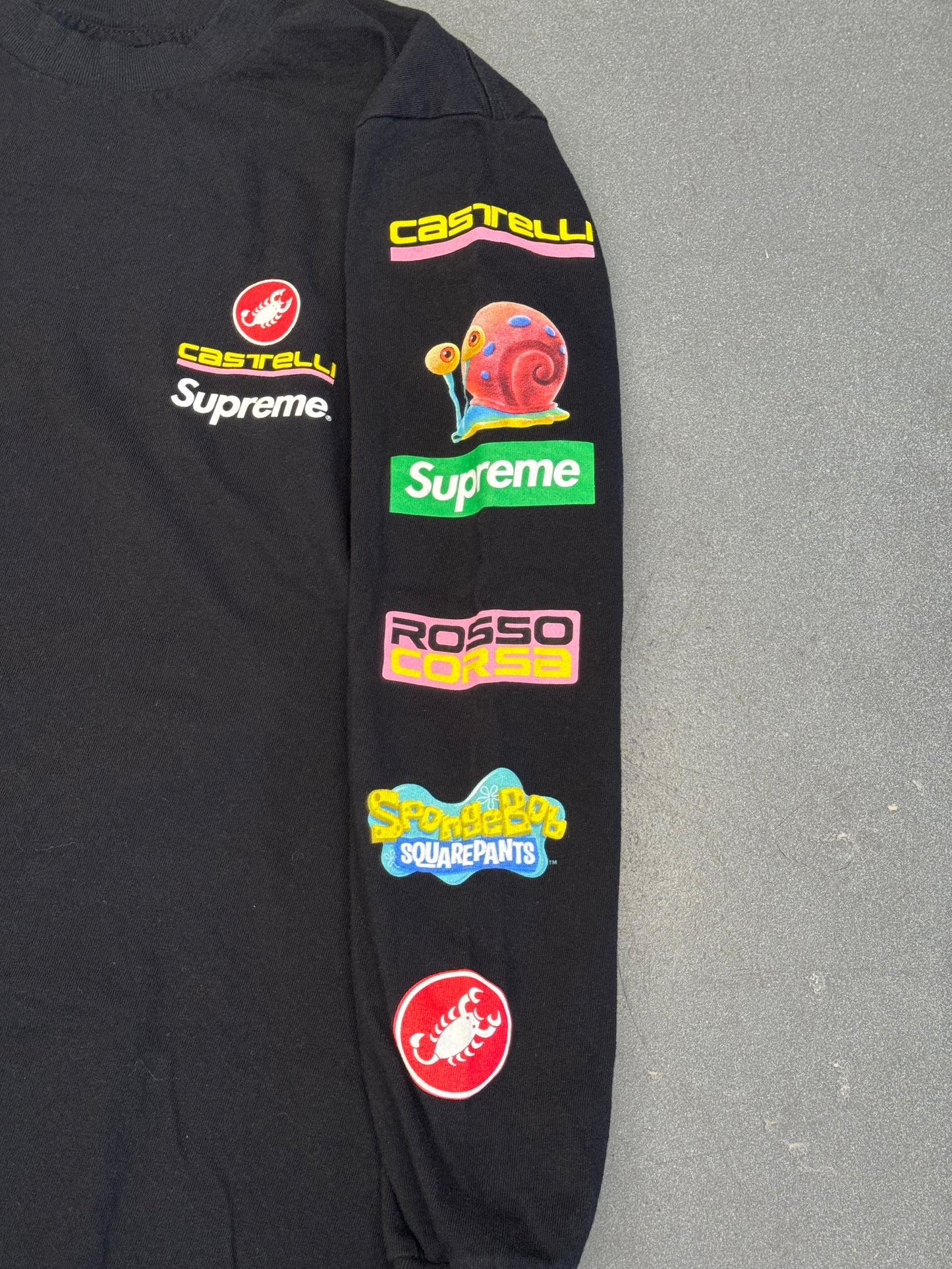 SS25 SUPREME SPONGEBOB CASTELLI RACING LONG SLEEVE TEE BLACK - SMALL