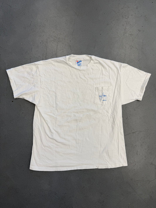 90S GUY HARVEY SHARK POCKET TEE (HANES BEEFY-T TAG)