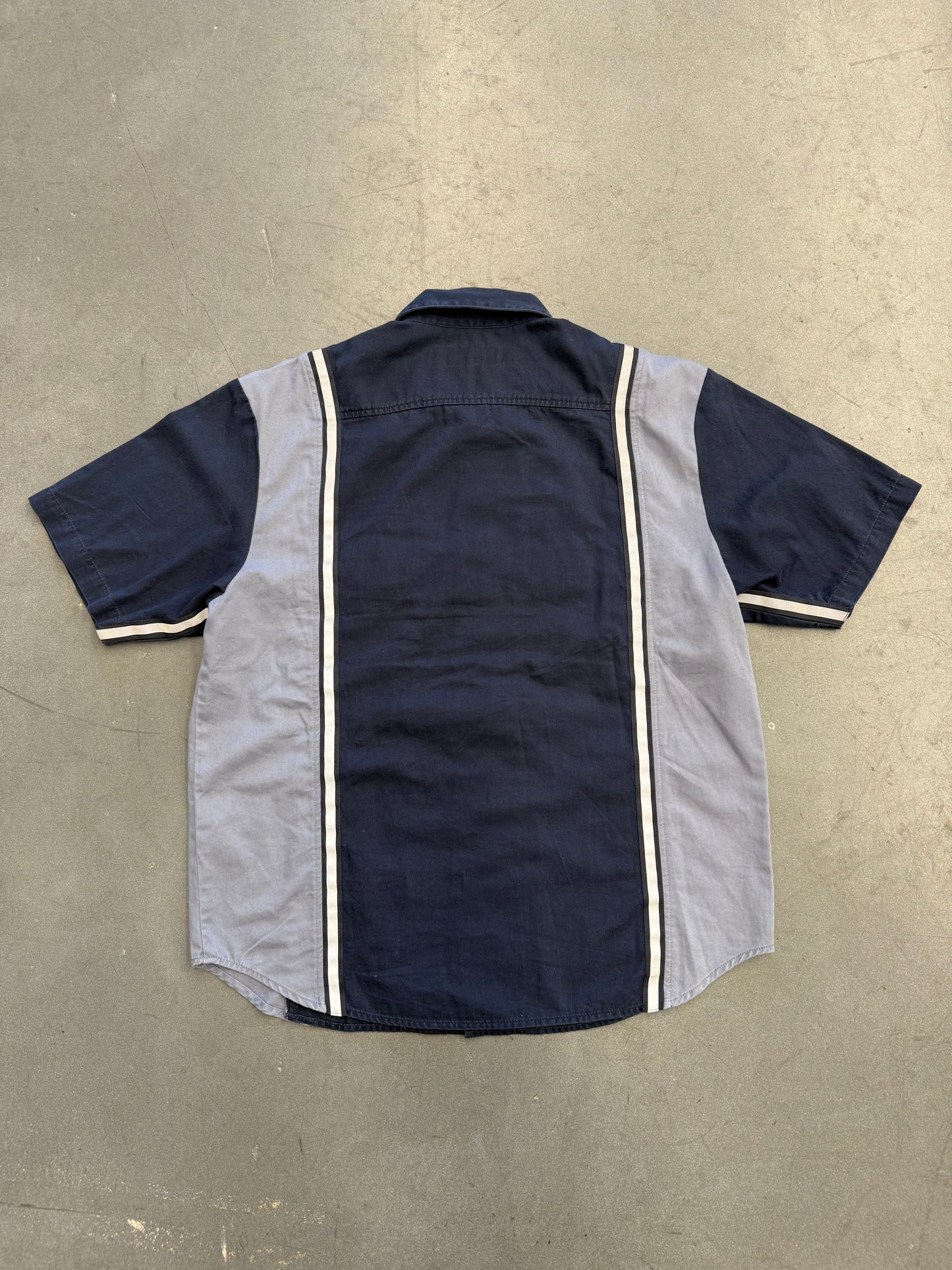 SS19 SUPREME REFLECTIVE STRIPE S/S WORK SHIRT - NAVY