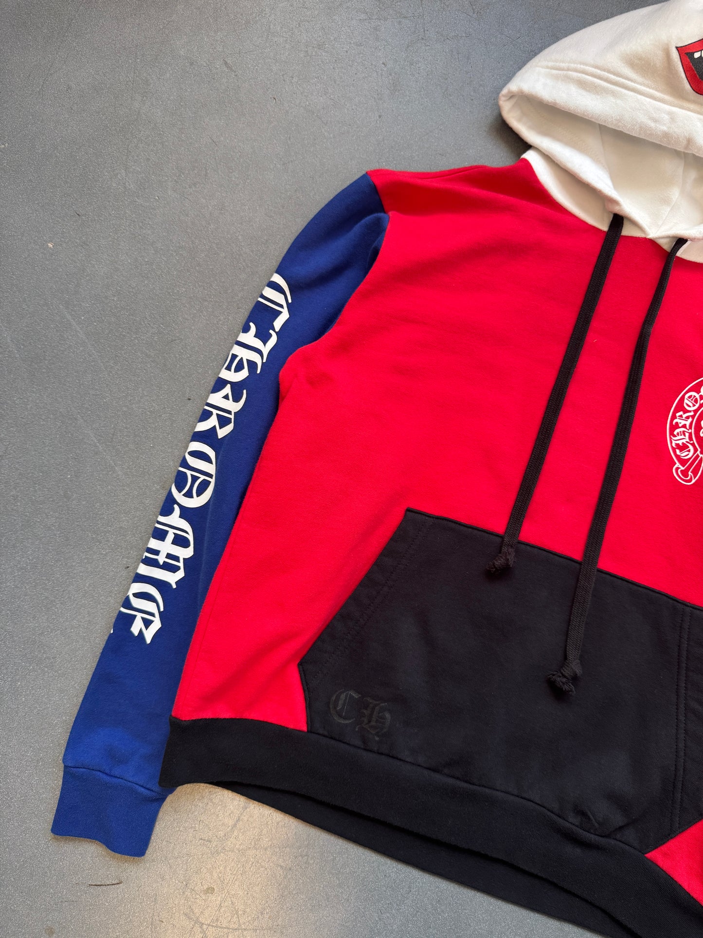 CHROME HEARTS MATTY BOY COLOR-BLOCK CHOMPER HOODIE (XS)