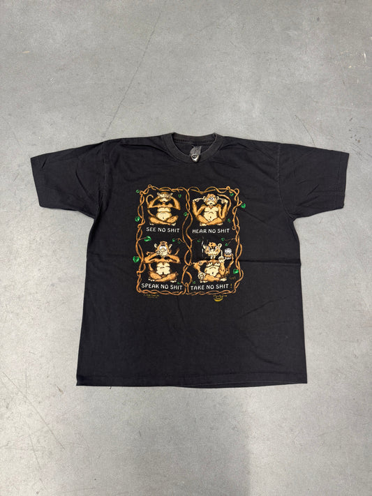 1995 "SEE NO SHIT, HEAR NO SHIT, SPEAK NO SHIT, TAKE NO SHIT" TEE (HILLTOP SPORTSWEAR TAG)