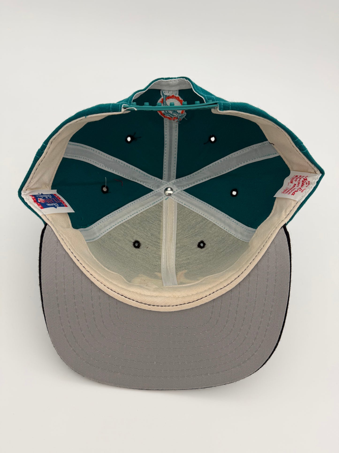 90S NEW ERA MIAMI DOLPHINS "MD" SCRIPT LOGO SNAPBACK (CLASSIC COLLECTION TAG) (NWT)