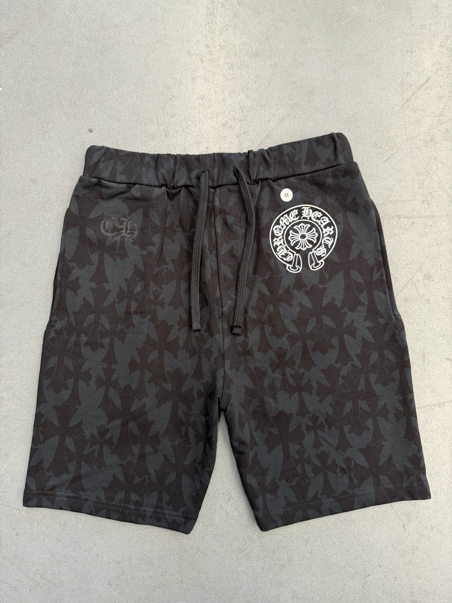 CHROME HEARTS CEMETARY MONOGRAM SWEAT SHORT - BLACK