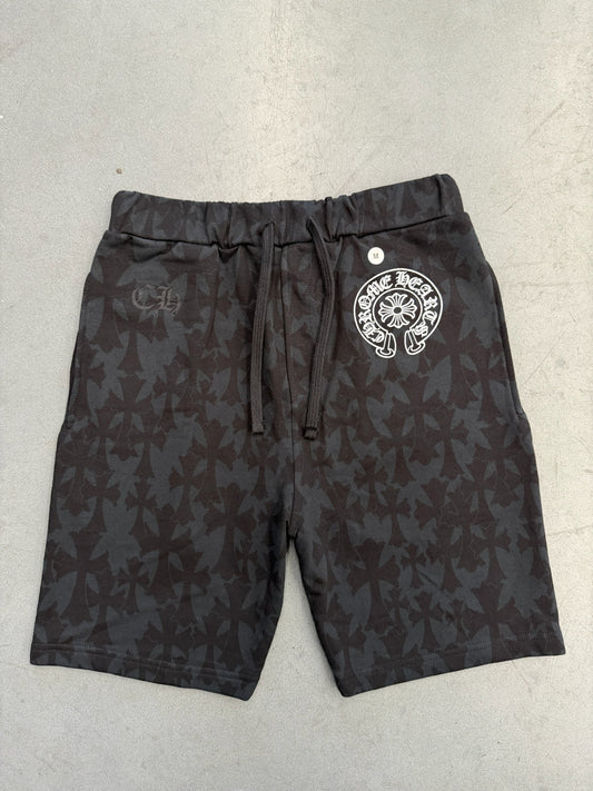 CHROME HEARTS CEMETARY MONOGRAM SWEAT SHORT - BLACK