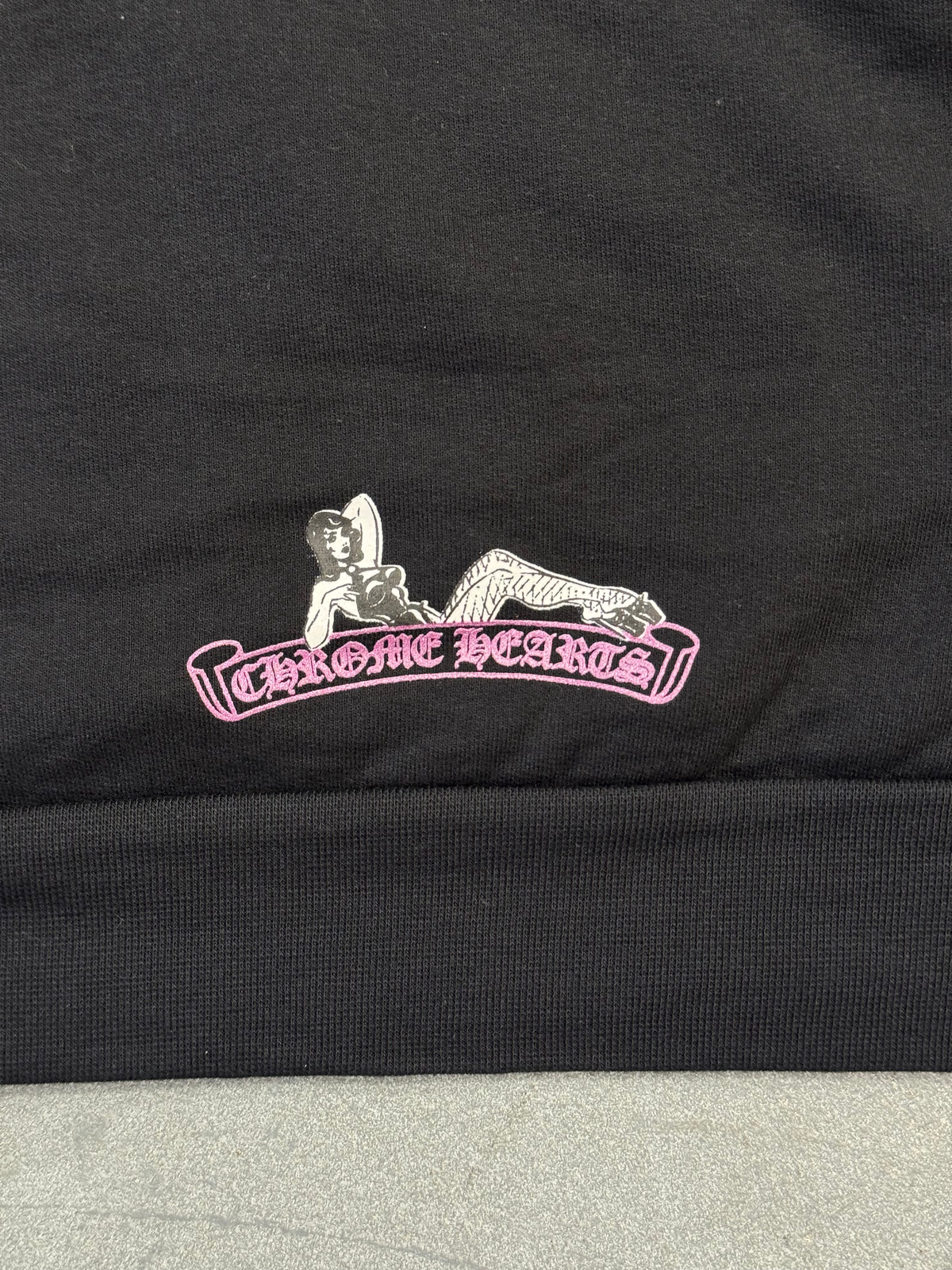 CHROME HEARTS DEADLY DOLL METALLIC FUSCHIA CROSS PULLOVER HOODIE