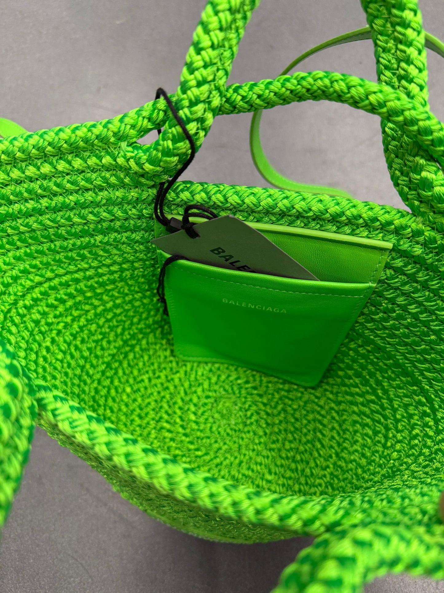 2023 BALENCIAGA IBIZA SMALL BASKET TOTE - GREEN