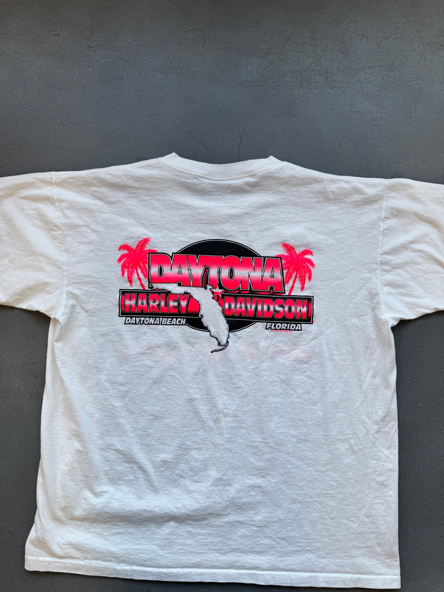 1994 HARLEY-DAVIDSON FLAMING SPELLOUT LOGO DAYTONA BEACH, FLORIDA TEE
