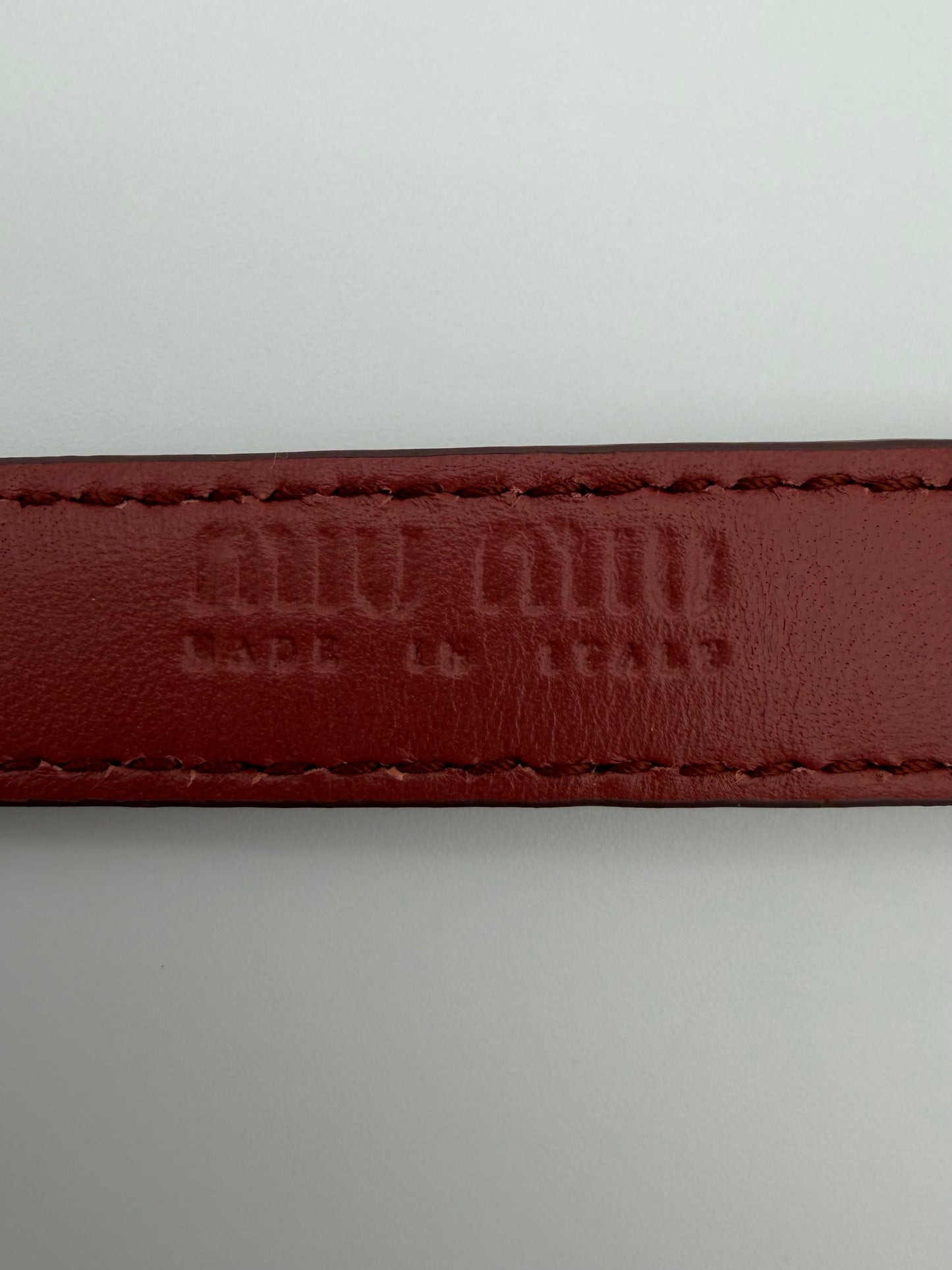 MIU MIU PINK LEATHER HEART CHARM BELT - 80 CM