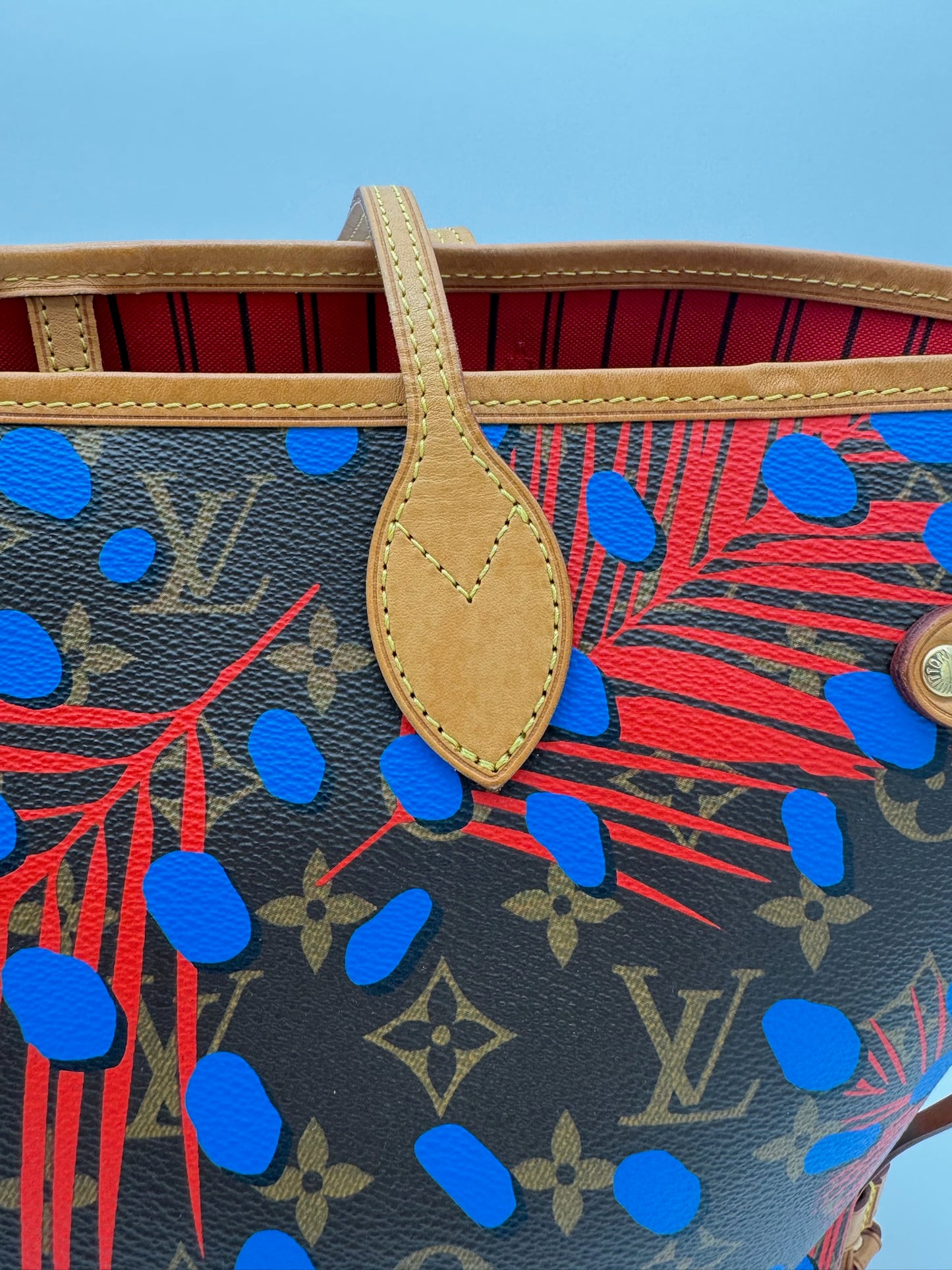 2016 LOUIS VUITTON NEO NEVERFULL TOTE MONOGRAM PALM SPRINGS JUNGLE DOTS