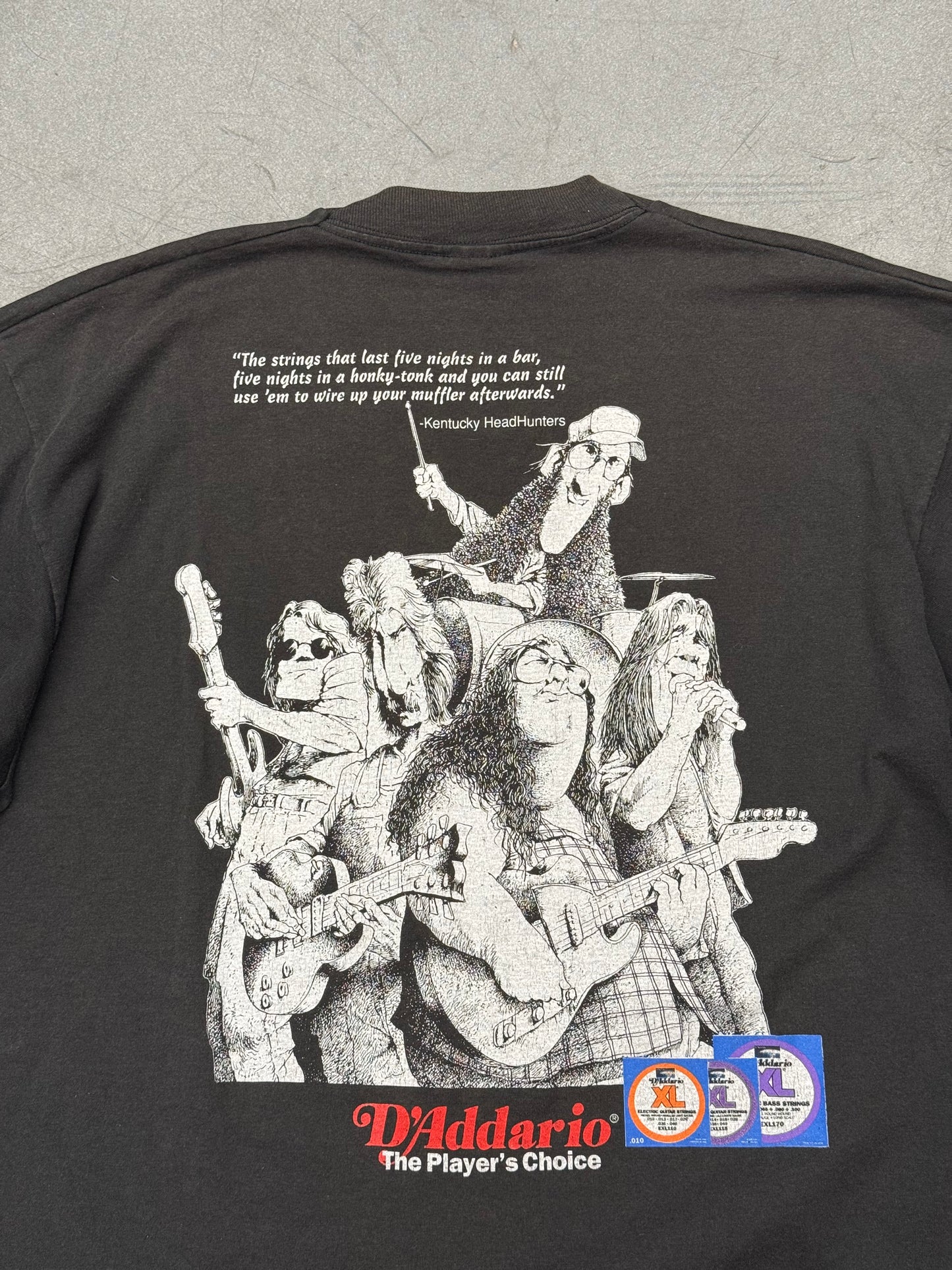 1991 THE KENTUCKY HEADHUNTERS D'ADDARIO ELECTRIC GUITAR STRINGS PROMO TEE (FOTL BEST TAG)