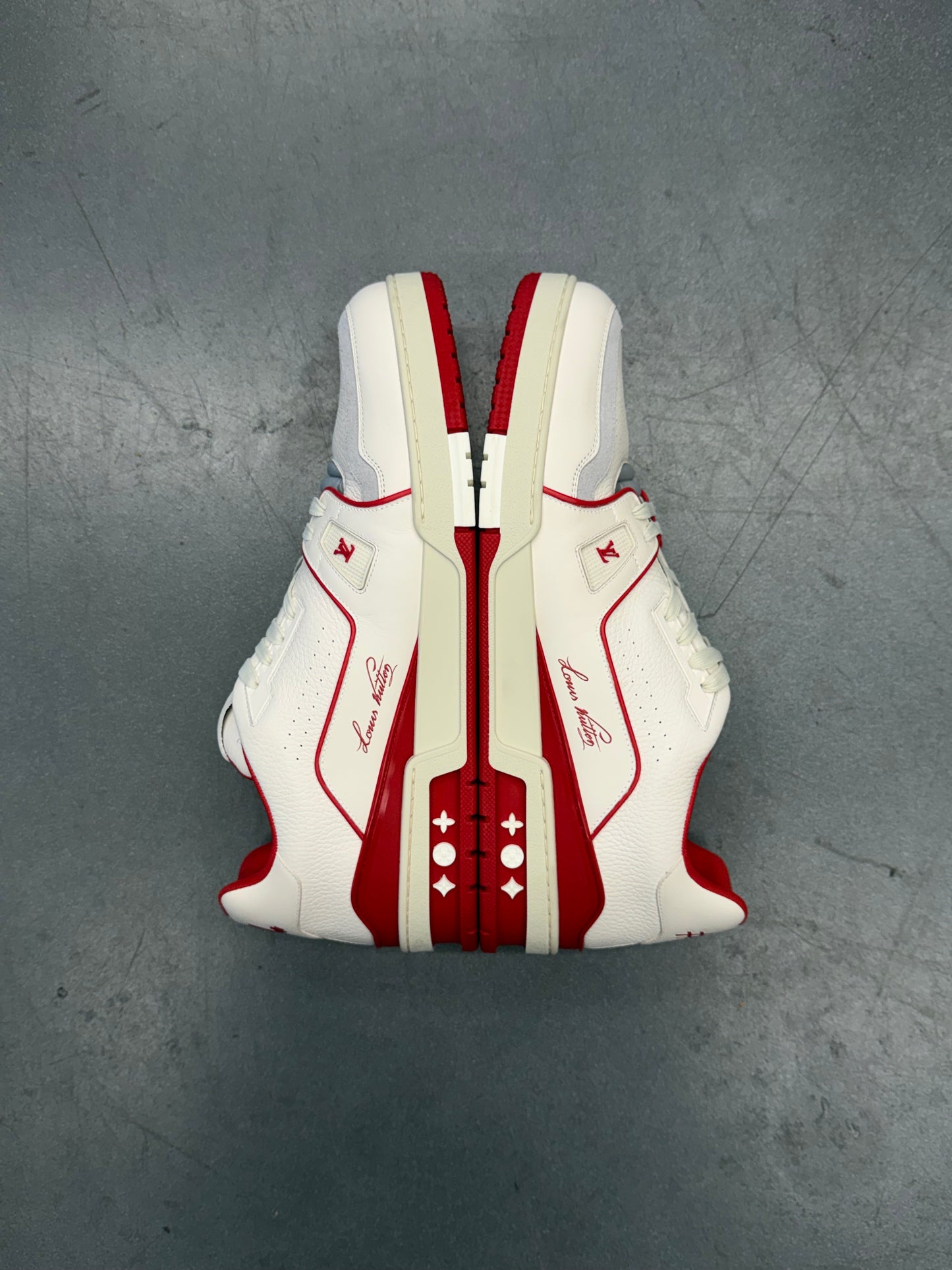 SIZE 12 LOUIS VUITTON LV TRAINER SNEAKER - RED/WHITE