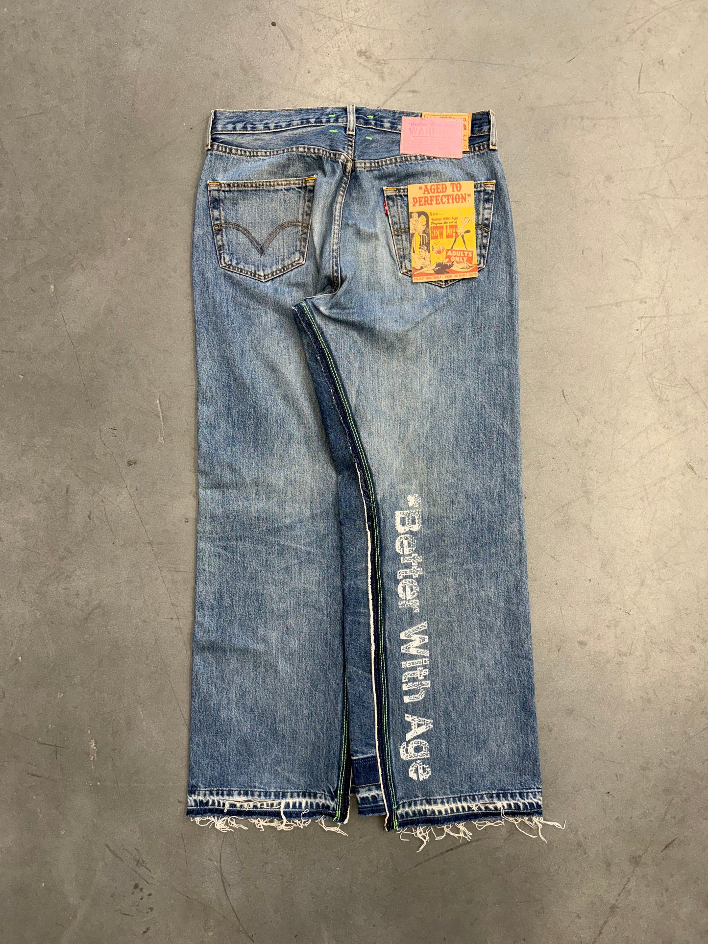 BETTER WITH AGE SHAM HAND-BEADED DOUBLE-WIDE DENIM