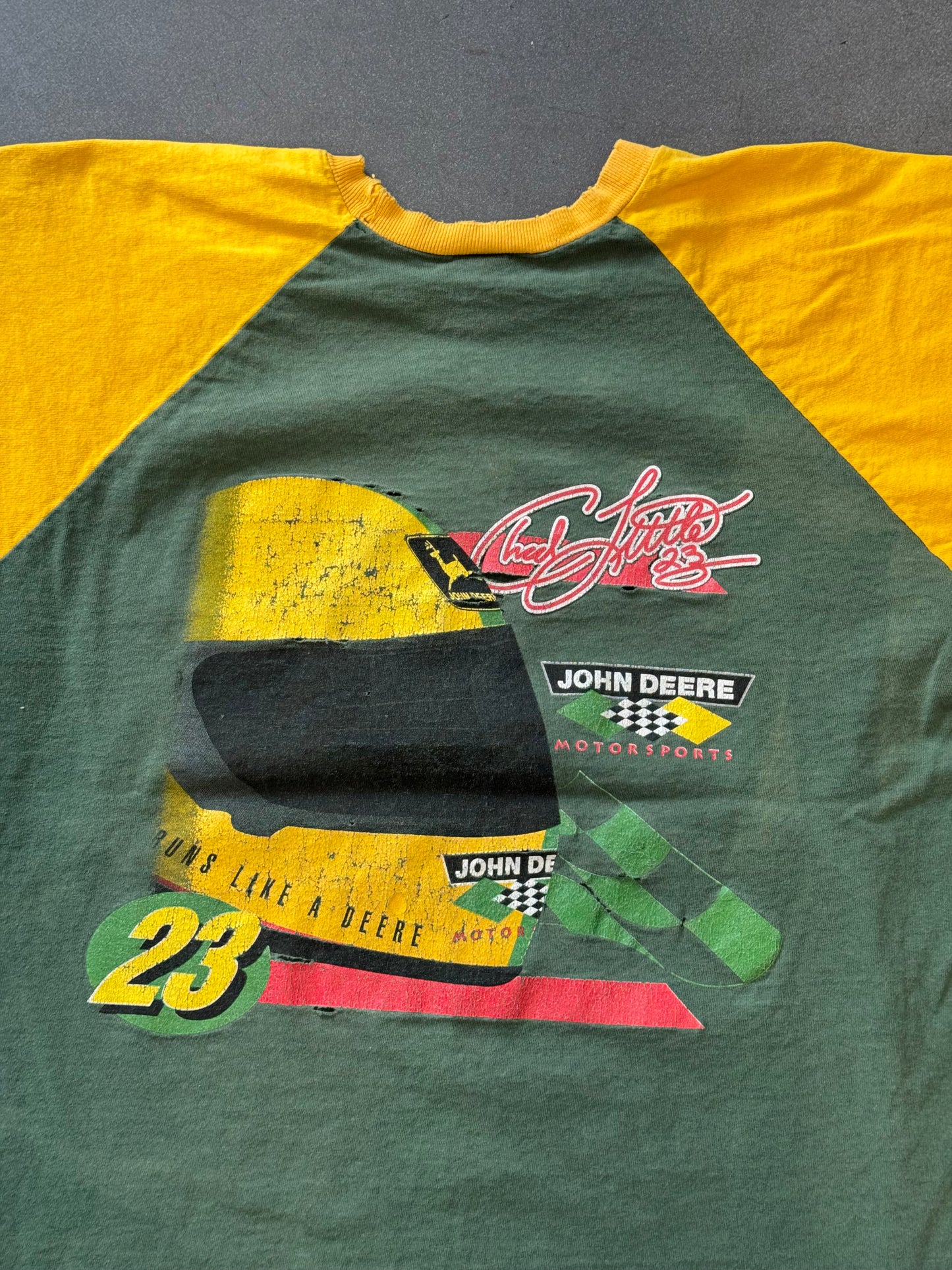 Y2K CHAD LITTLE JOHN DEERE "NOTHING RUNS LIKE A DEERE" DISTRESSED TEE (FADED TAG)