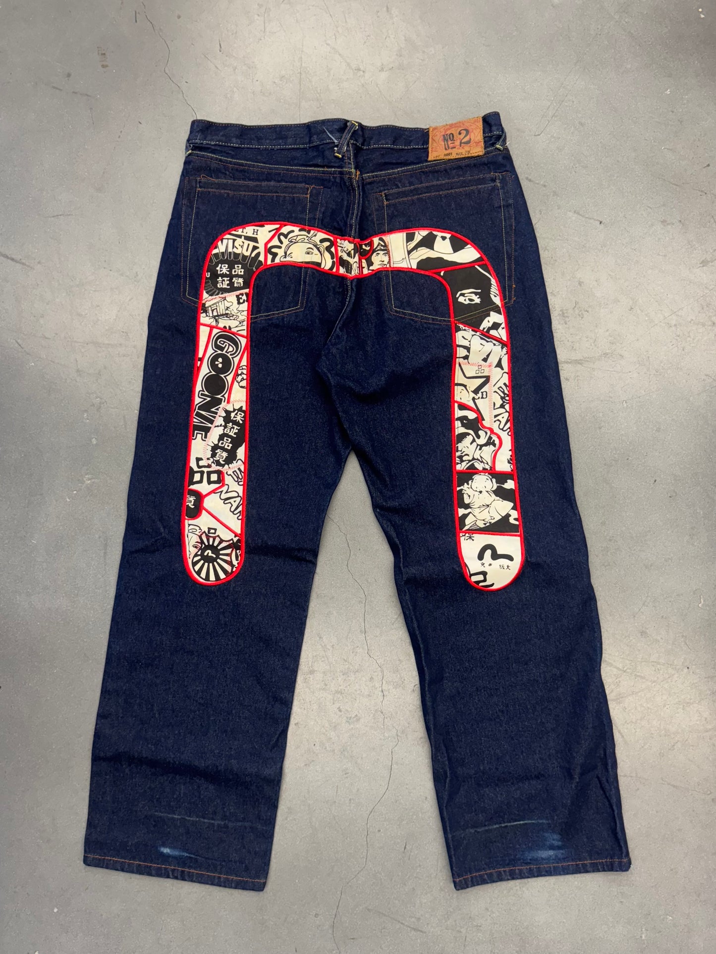 VINTAGE EVISU JEANS COMIC BOOK DIACOCK - SIZE 38