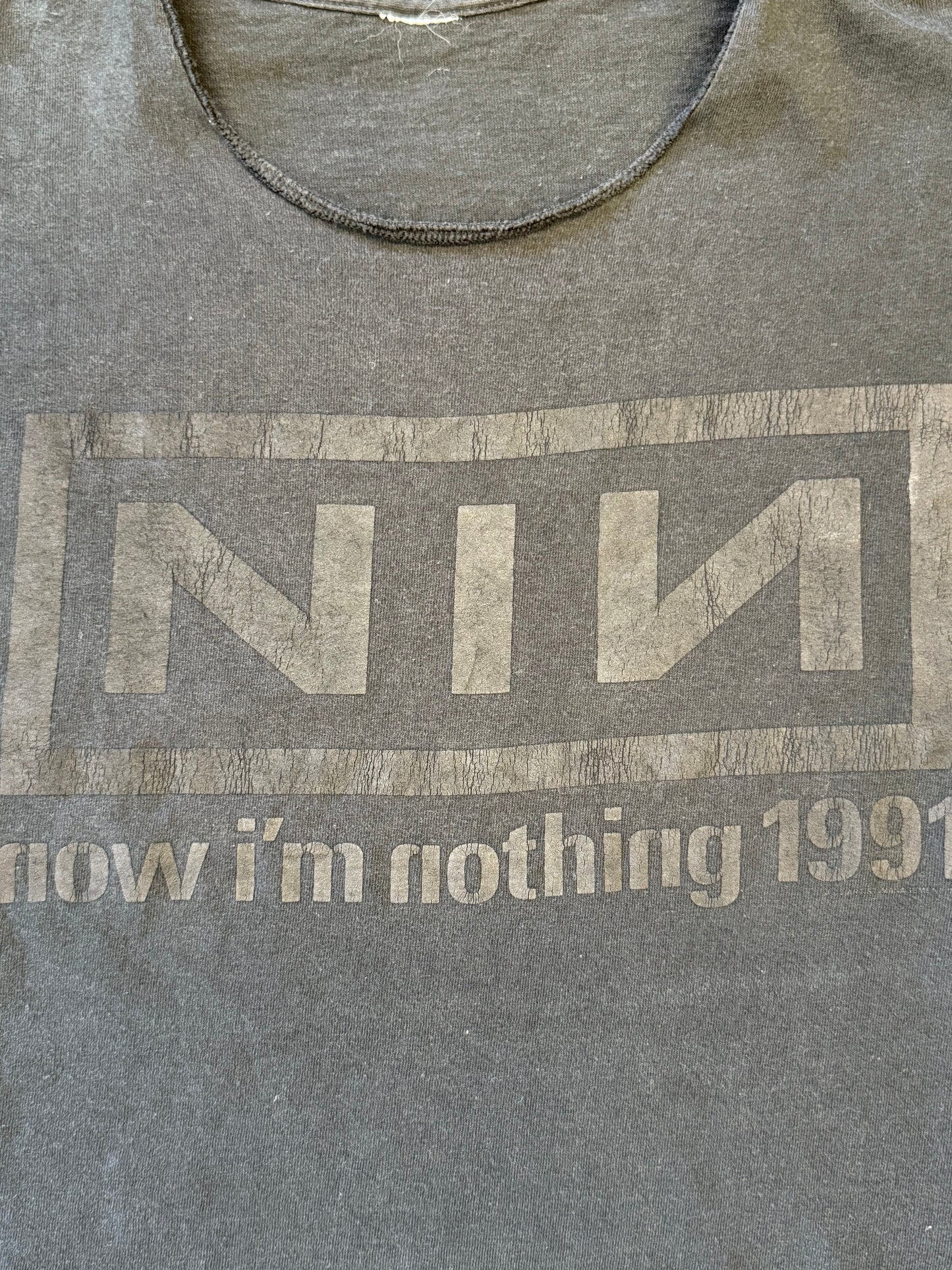1991 NINE INCH NAILS "NOW I'M NOTHING" CUT SLEEVES TEE (PULLED TAG)
