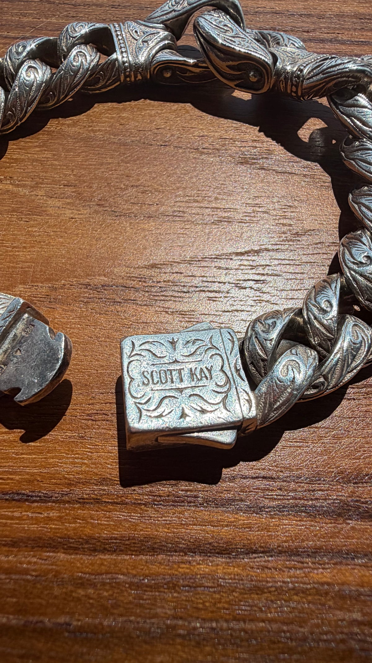SCOTT KAY STERLING SILVER/18K GOLD GUARDIAN COLLECTION DOUBLE BUCKLE BRACELET