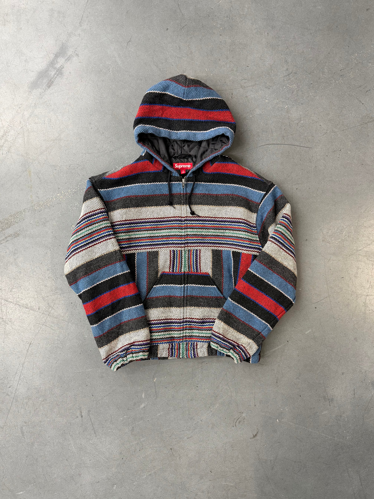SS25 SUPREME WOVEN STRIPE HOODED JACKET - BLACK
