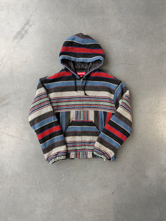 SS25 SUPREME WOVEN STRIPE HOODED JACKET - BLACK