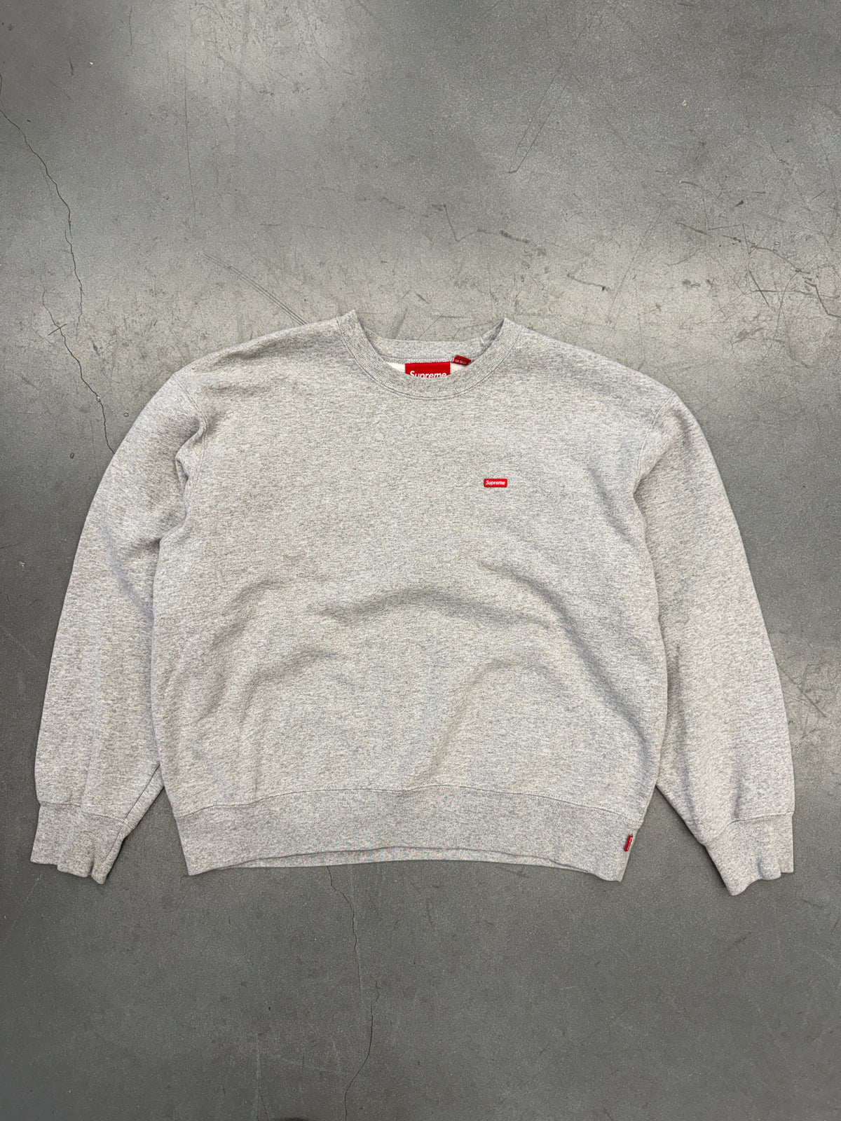 SUPREME SMALL CHEST BOX LOGO CREWNECK SWEATER - HEATHER GREY