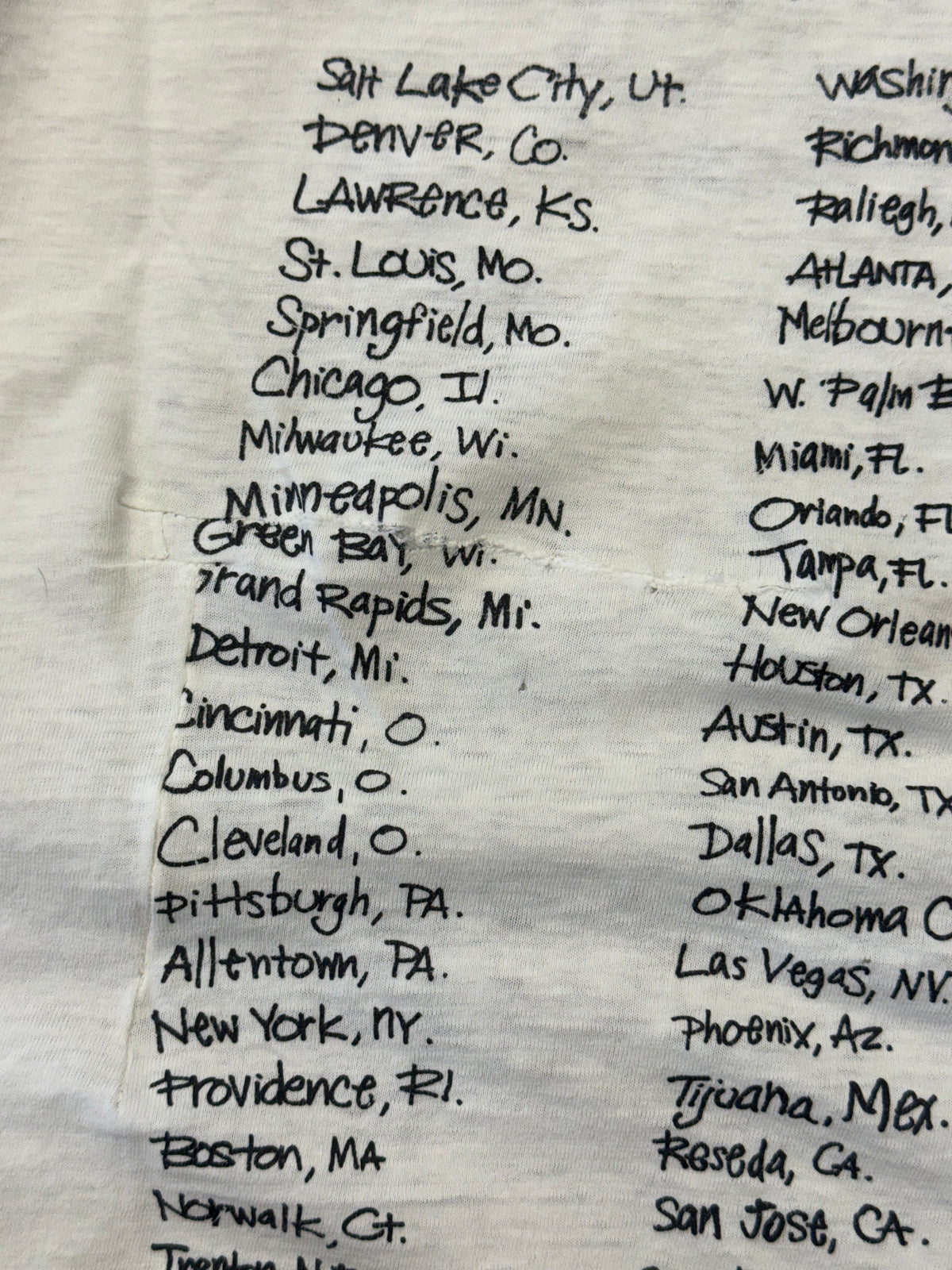 90'S 7 SECONDS SOULFORCE REVOLUTION NORTH AMERICAN TOUR THRASHED TEE (PULLED TAG) HEAVY REPAIR