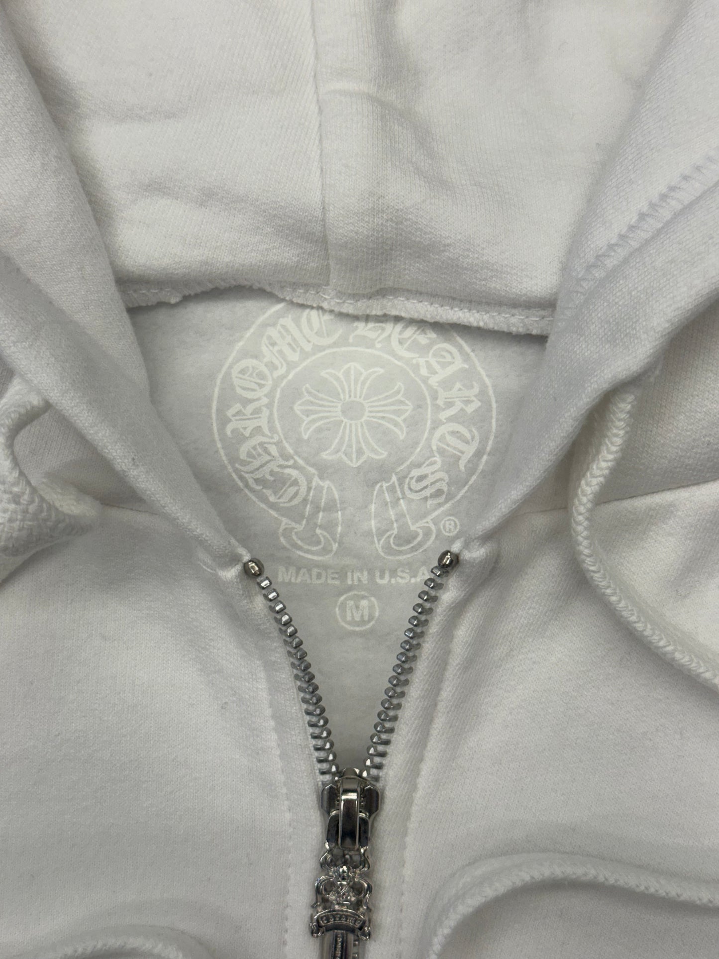 CHROME HEARTS T-BAR ZIP UP HOODIE - WHITE