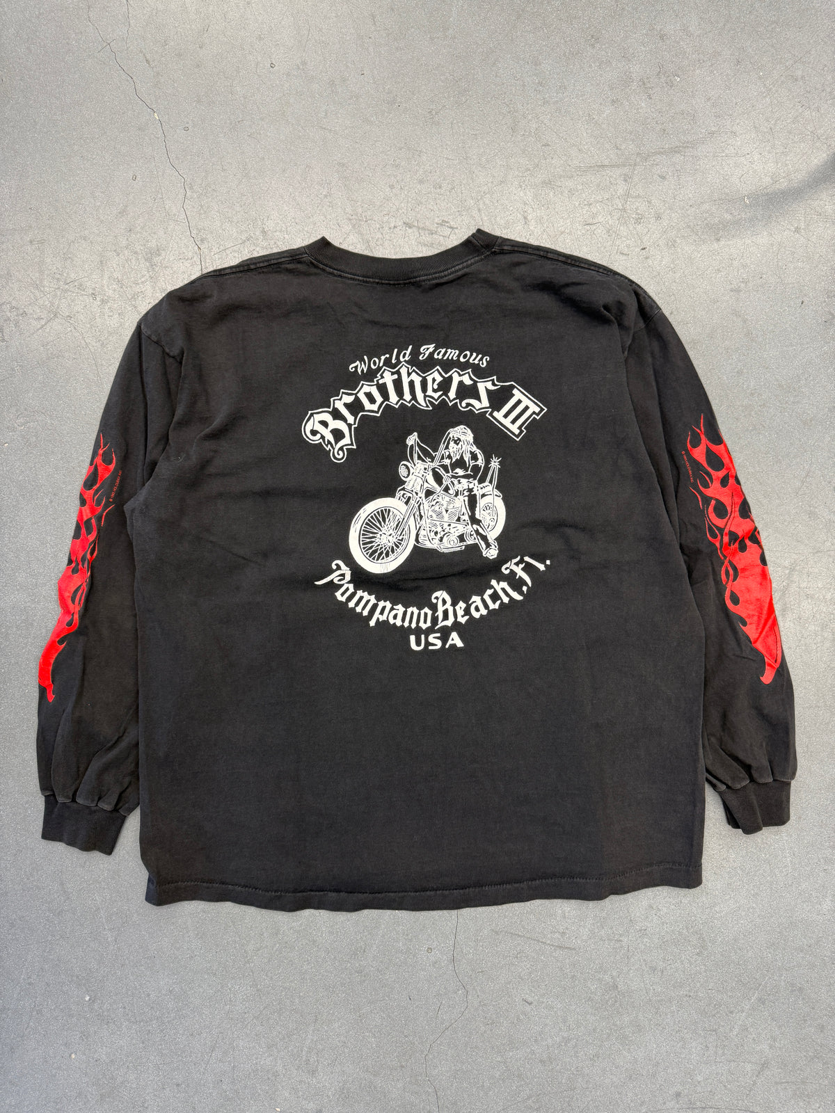 1993 HARLEY-DAVIDSON BROTHERS III POMPANO BEACH FL EAGLE FLAME LONG SLEEVE TEE