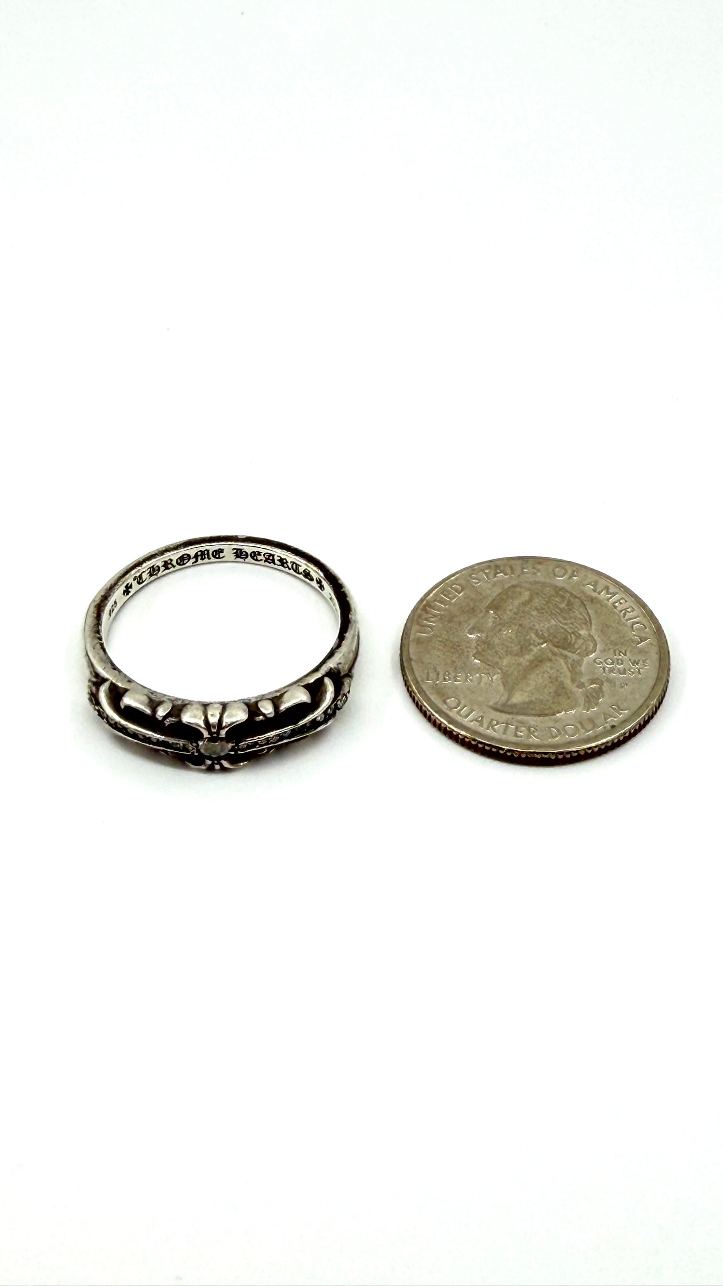CHROME HEARTS SILVER BABY CLASSIC FLORAL DIAMOND RING
