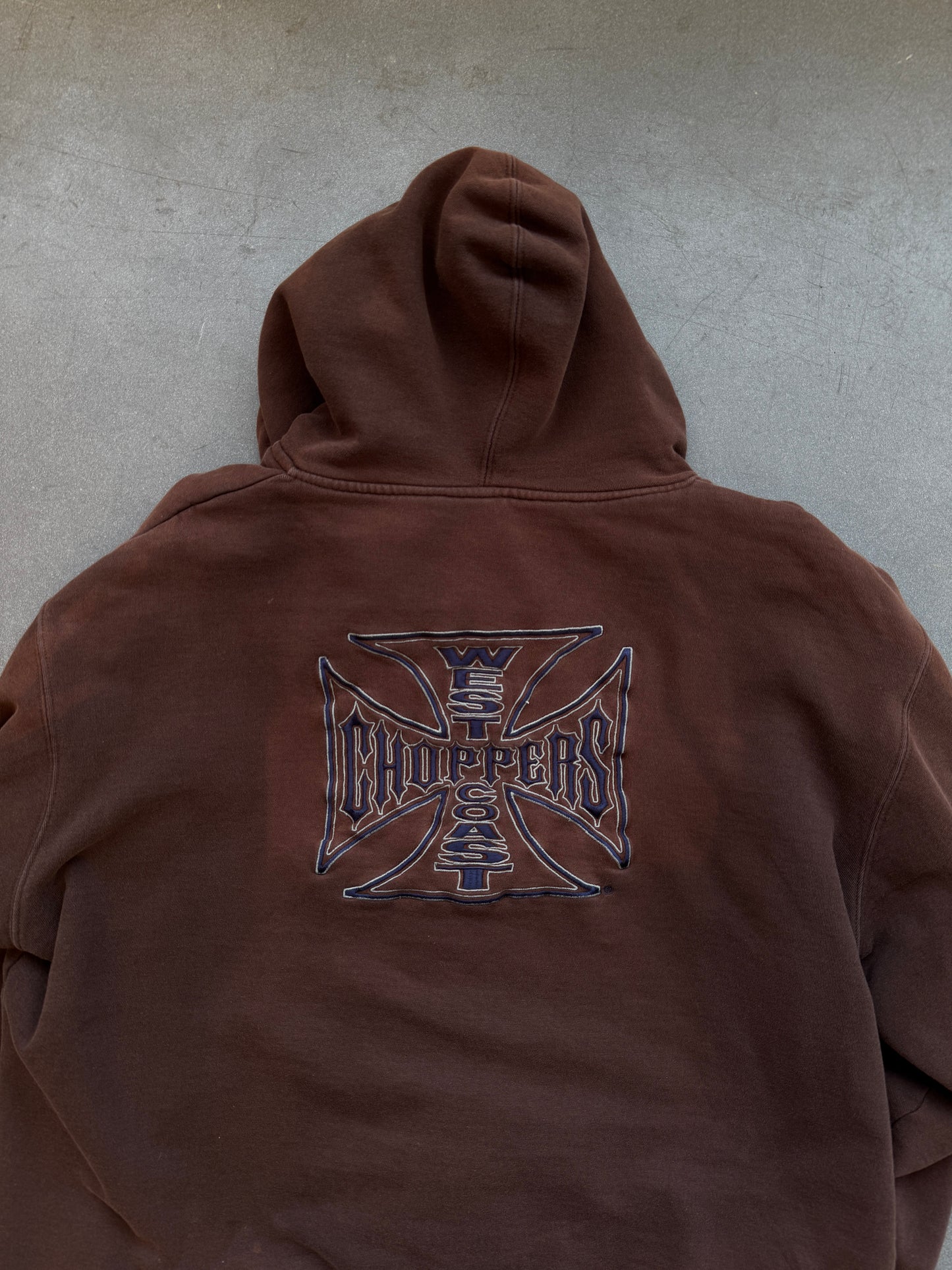 Y2K WEST COAST CHOPPERS FULL ZIP INSULATED HOODIE (JESSE JAMES WORK WEAR TAG)